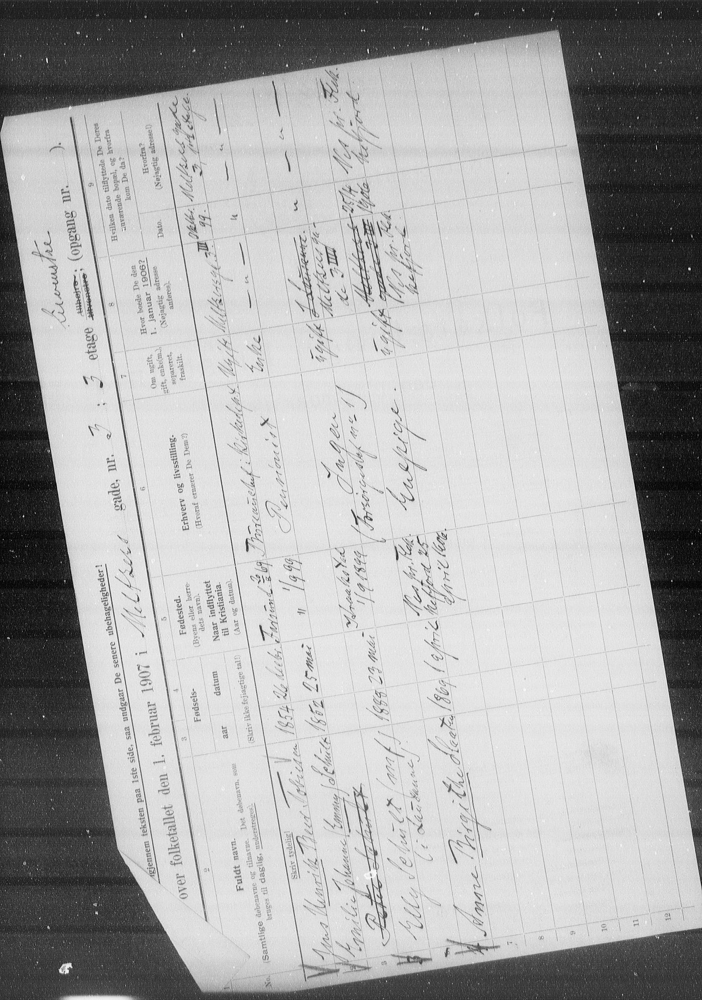 OBA, Municipal Census 1907 for Kristiania, 1907, p. 33276