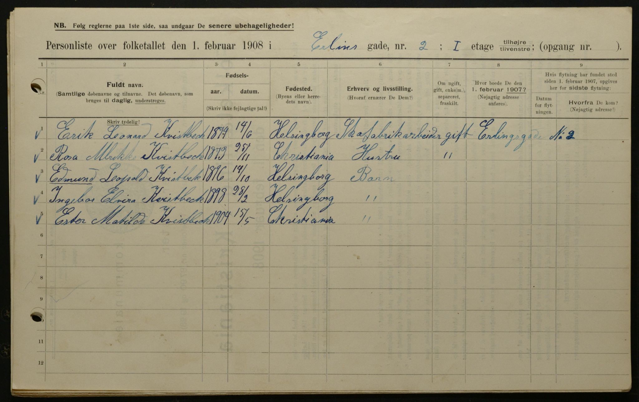 OBA, Municipal Census 1908 for Kristiania, 1908, p. 20024