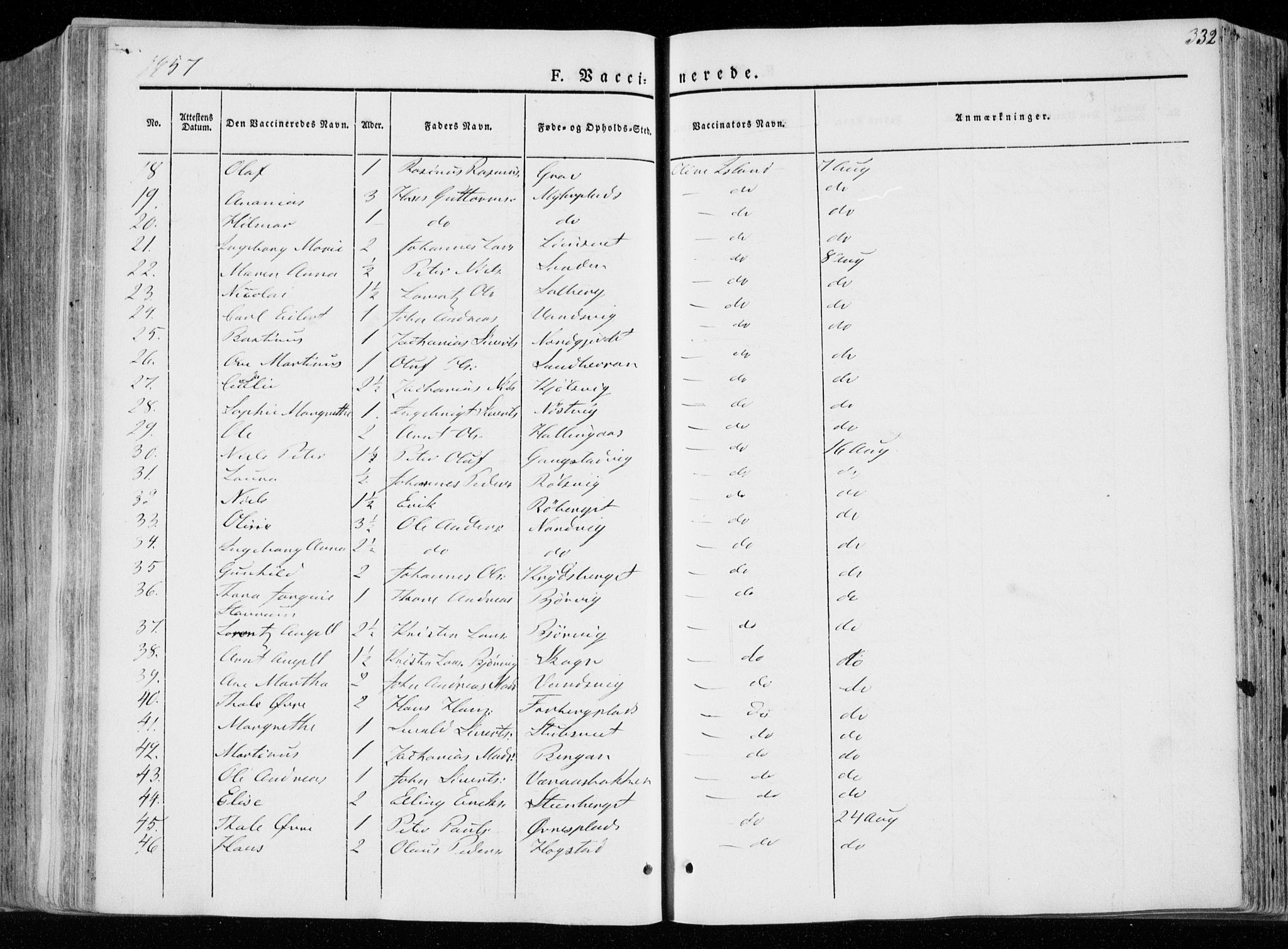 Ministerialprotokoller, klokkerbøker og fødselsregistre - Nord-Trøndelag, AV/SAT-A-1458/722/L0218: Parish register (official) no. 722A05, 1843-1868, p. 332