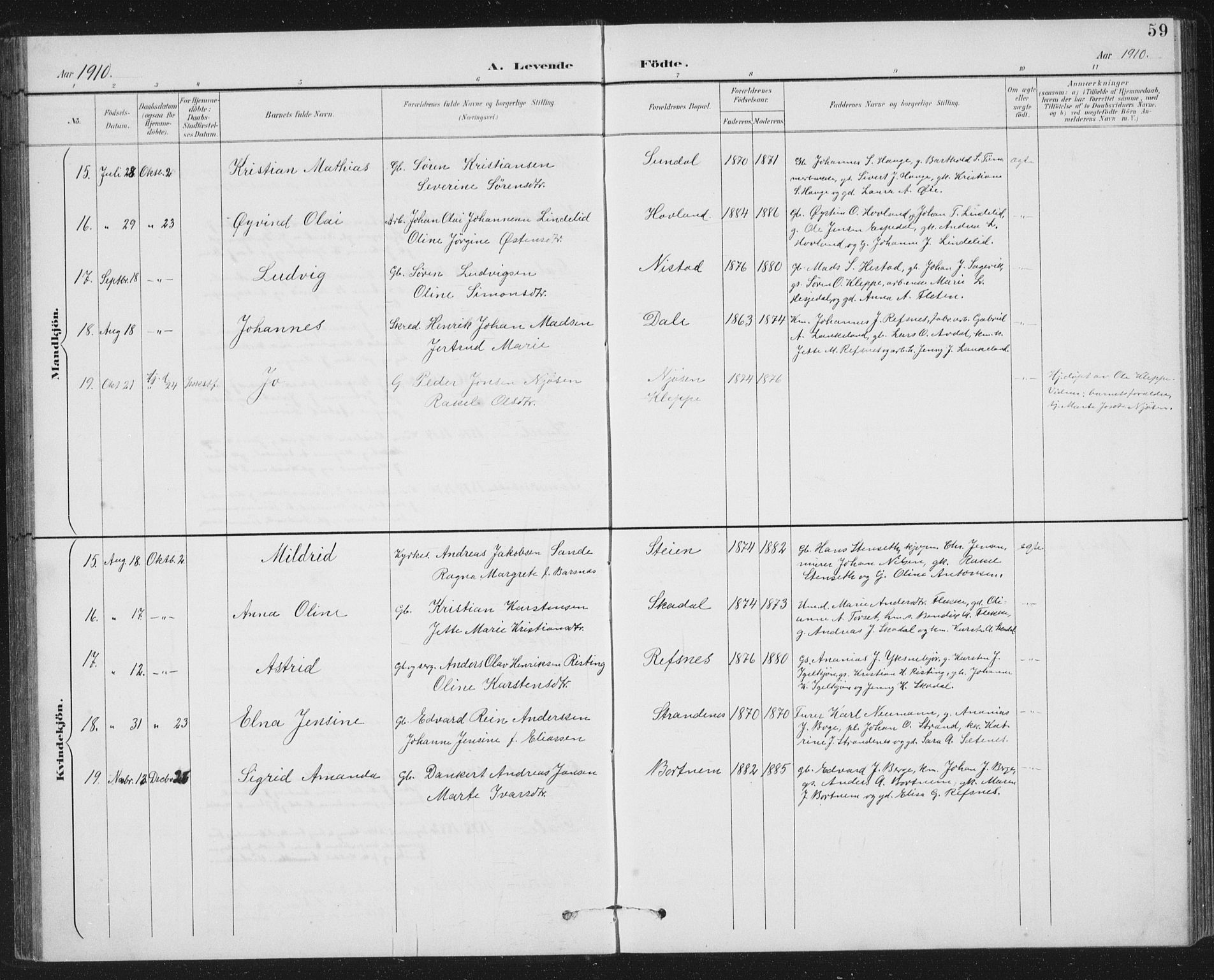 Fjaler sokneprestembete, AV/SAB-A-79801/H/Hab/Habc/L0003: Parish register (copy) no. C 3, 1894-1917, p. 59