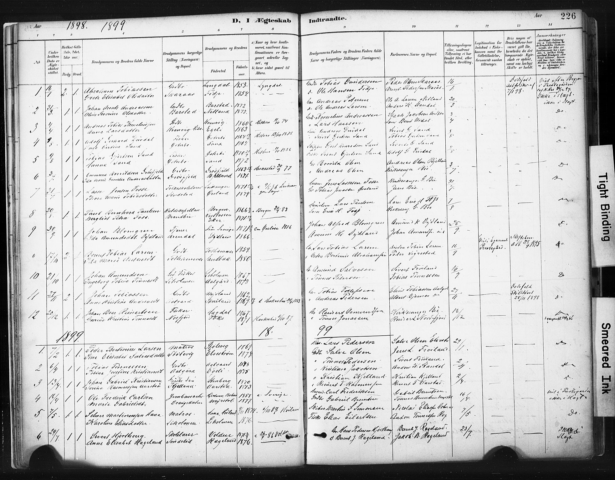 Sokndal sokneprestkontor, SAST/A-101808: Parish register (official) no. A 11.2, 1887-1905, p. 226