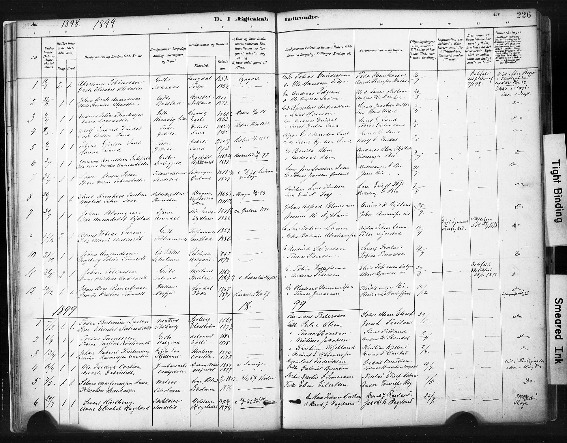 Sokndal sokneprestkontor, AV/SAST-A-101808: Parish register (official) no. A 11.2, 1887-1905, p. 226