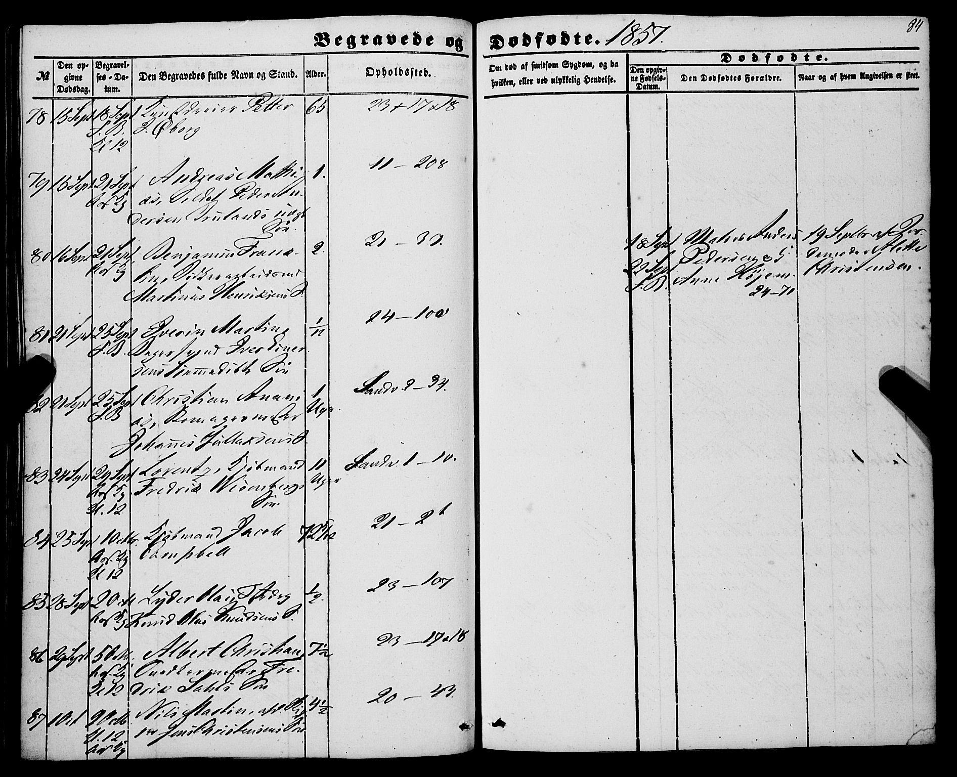 Korskirken sokneprestembete, AV/SAB-A-76101/H/Haa: Parish register (official) no. E 2, 1848-1862, p. 84