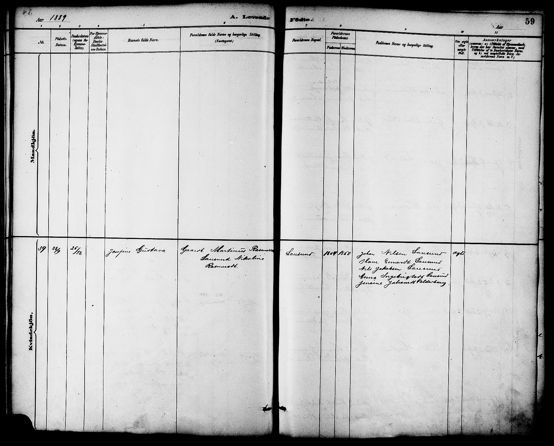 Ministerialprotokoller, klokkerbøker og fødselsregistre - Møre og Romsdal, AV/SAT-A-1454/536/L0501: Parish register (official) no. 536A10, 1884-1896, p. 59