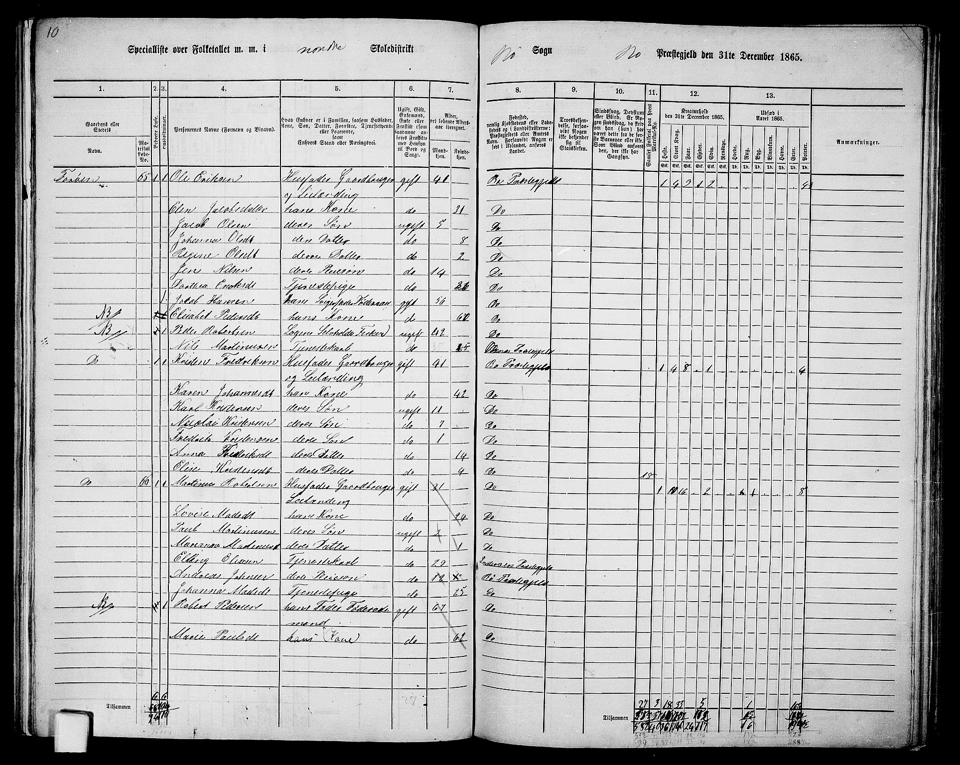 RA, 1865 census for Bø, 1865, p. 28