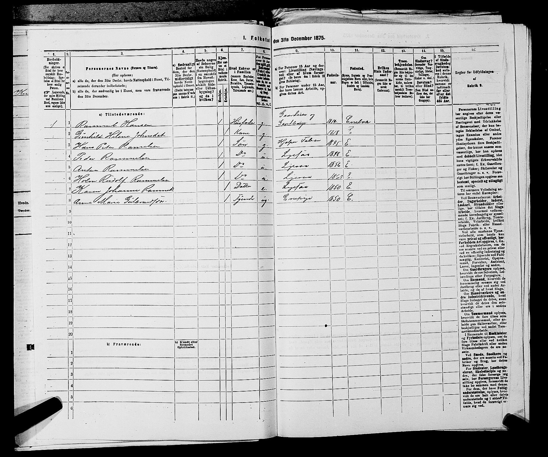 RA, 1875 census for 0229P Enebakk, 1875, p. 645