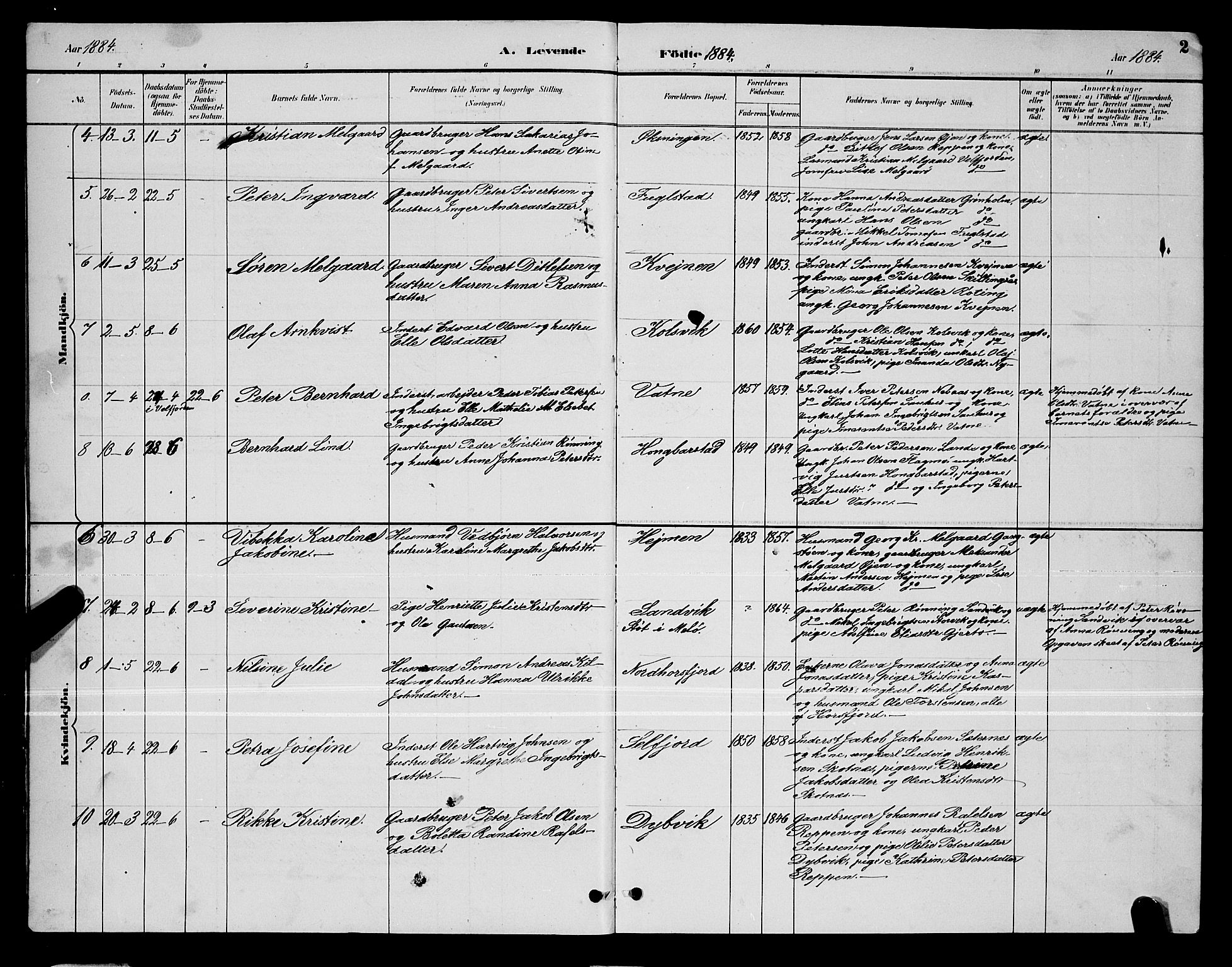 Ministerialprotokoller, klokkerbøker og fødselsregistre - Nordland, SAT/A-1459/810/L0160: Parish register (copy) no. 810C03, 1884-1896, p. 2