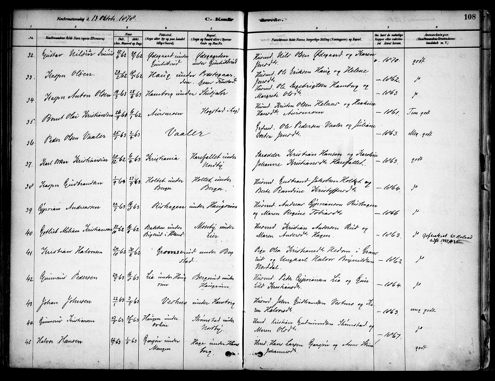 Aurskog prestekontor Kirkebøker, AV/SAO-A-10304a/F/Fa/L0008: Parish register (official) no. I 8, 1878-1937, p. 108