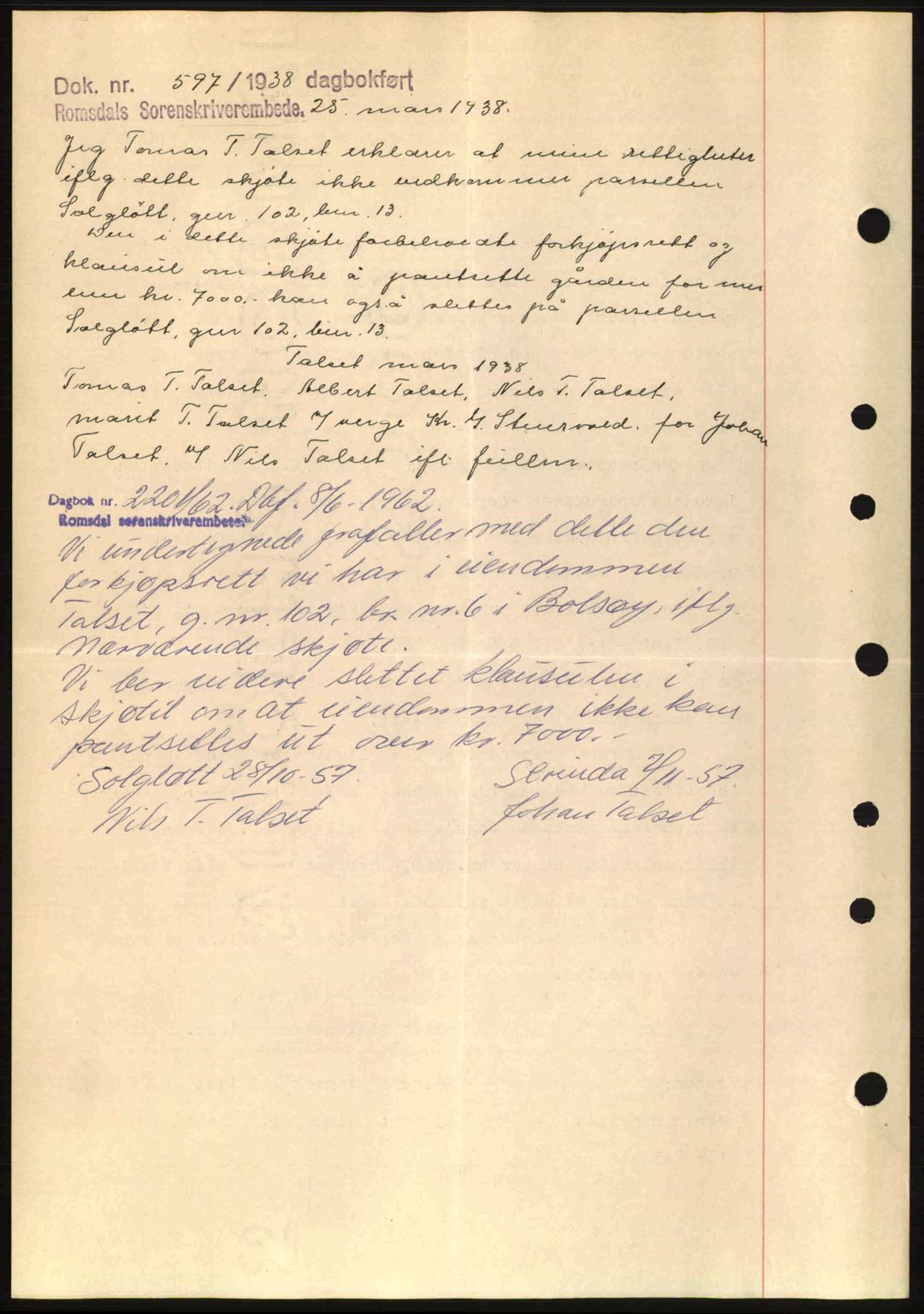 Romsdal sorenskriveri, AV/SAT-A-4149/1/2/2C: Mortgage book no. A1, 1936-1936, Diary no: : 37/1936