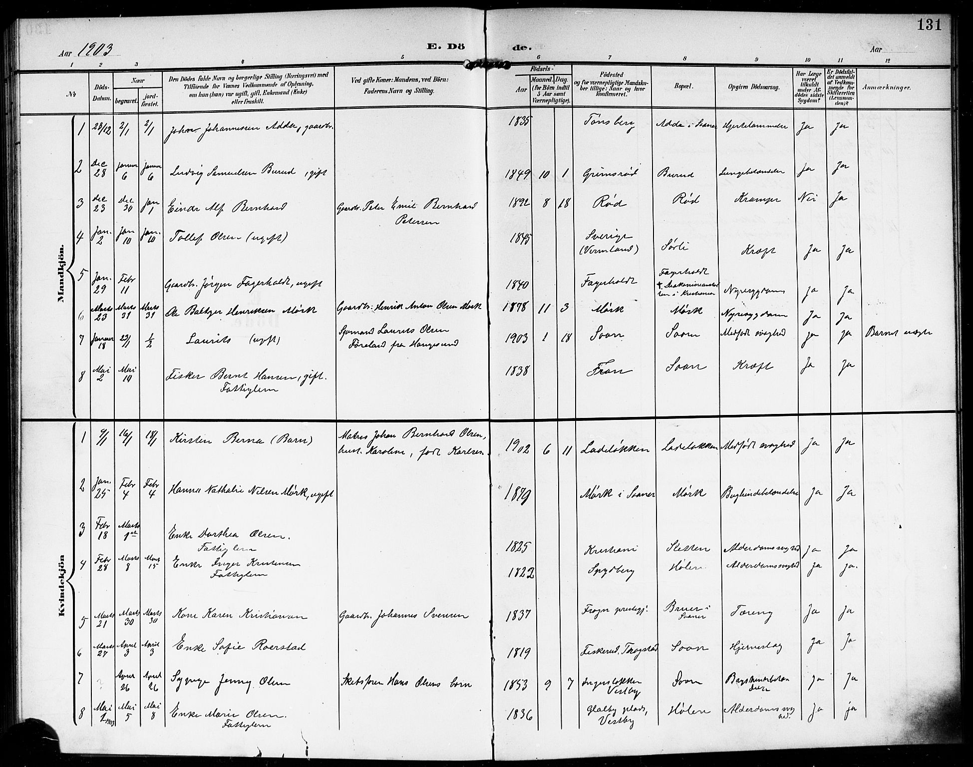 Vestby prestekontor Kirkebøker, AV/SAO-A-10893/G/Gb/L0002: Parish register (copy) no. II 2, 1903-1914, p. 131