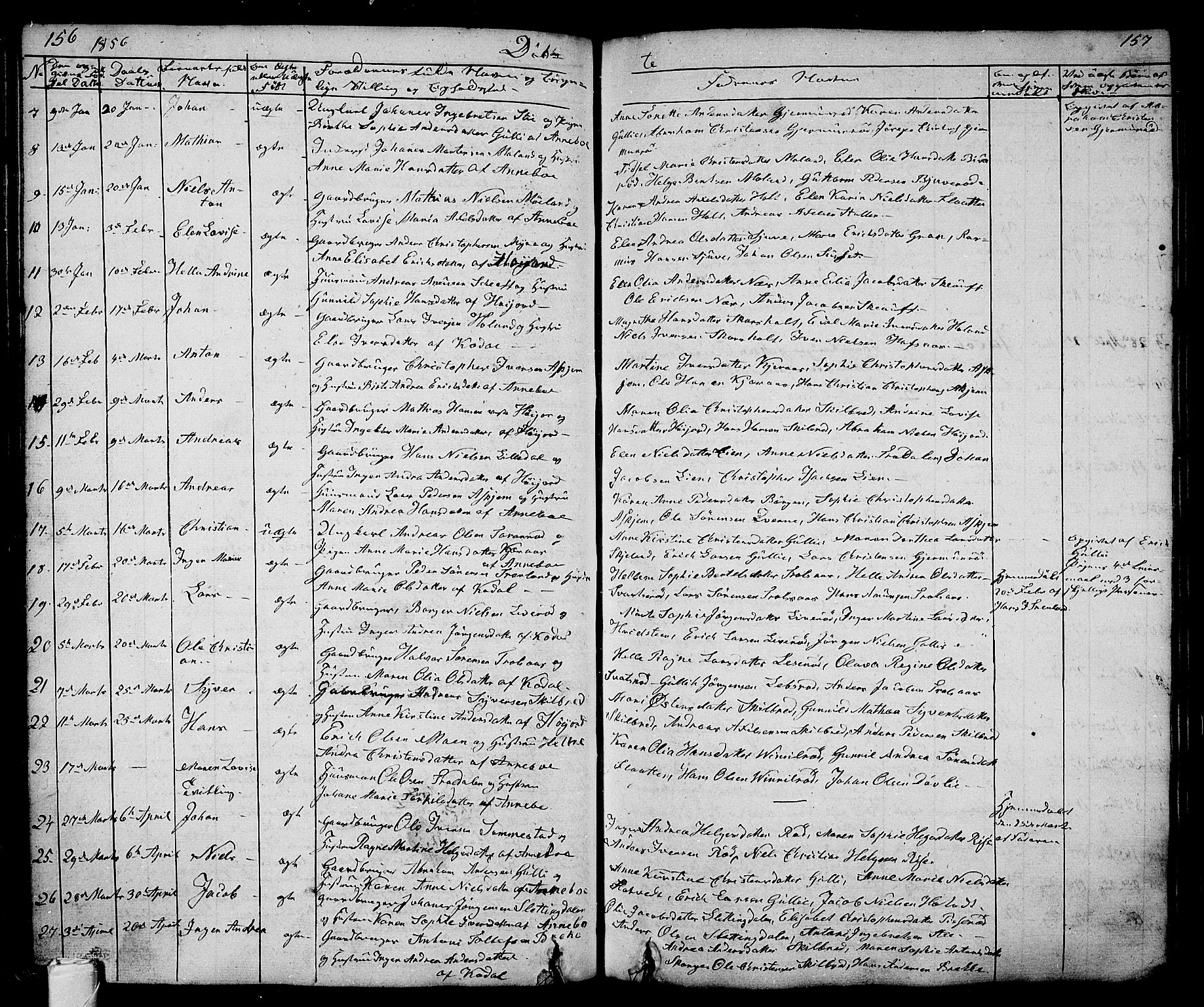Andebu kirkebøker, SAKO/A-336/G/Ga/L0003: Parish register (copy) no. I 3, 1832-1867, p. 156-157