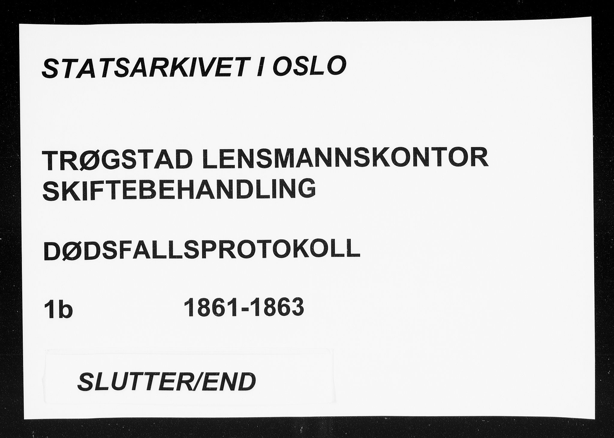 Trøgstad lensmannskontor, AV/SAO-A-10213b/H/Ha/L0001: Dødsanmeldelsesprotokoll, 1861-1863