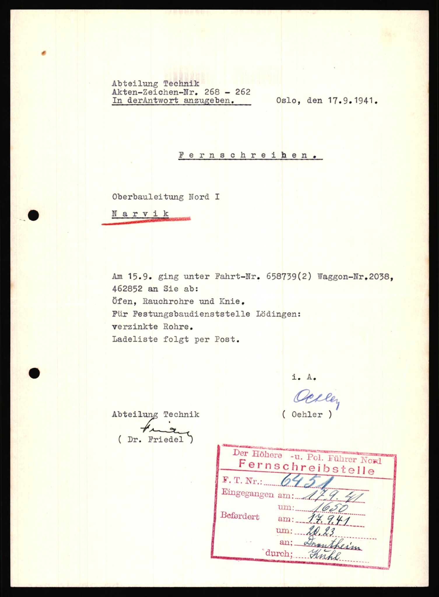 Tyske arkiver, Organisation Todt (OT), Einsatzgruppe Wiking, AV/RA-RAFA-2188/2/B/Bb/L0006: Korrespondanse med Kriegsmarine, 1940-1941, p. 44