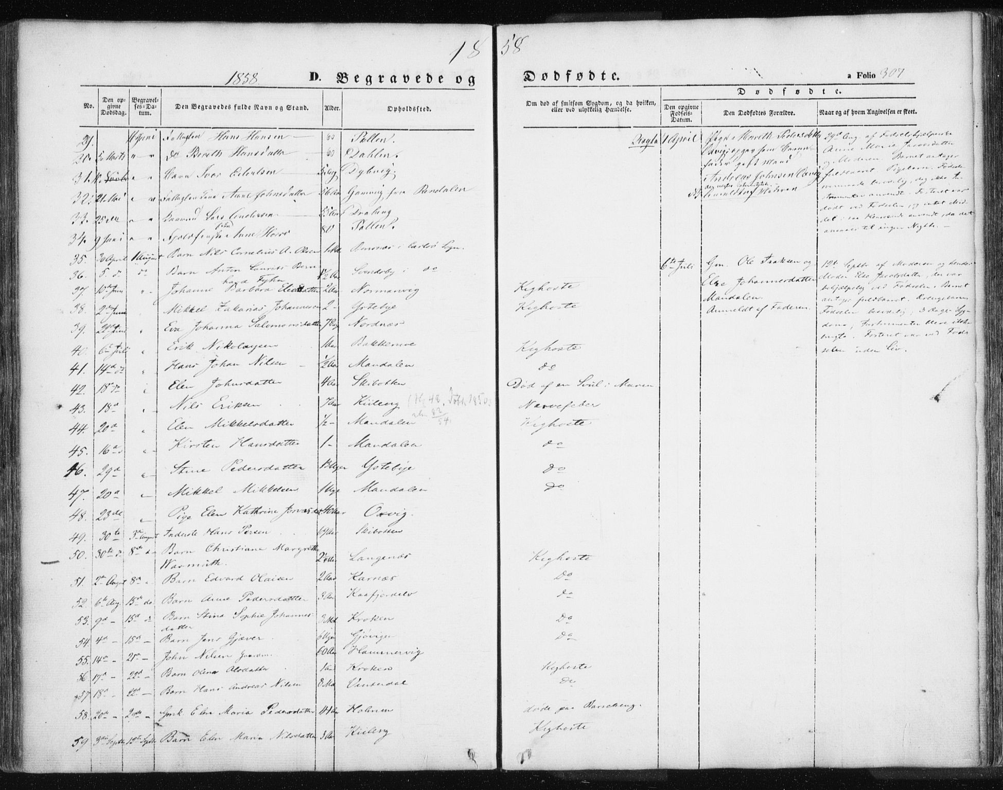 Lyngen sokneprestembete, AV/SATØ-S-1289/H/He/Hea/L0004kirke: Parish register (official) no. 4, 1839-1858, p. 307