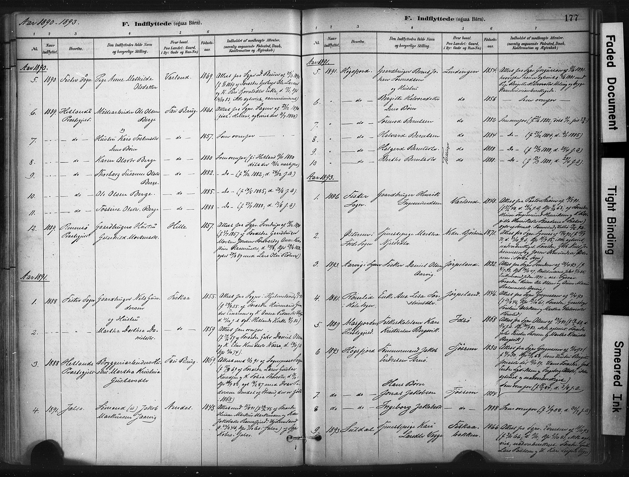 Strand sokneprestkontor, SAST/A-101828/H/Ha/Haa/L0010: Parish register (official) no. A 10, 1882-1929, p. 177
