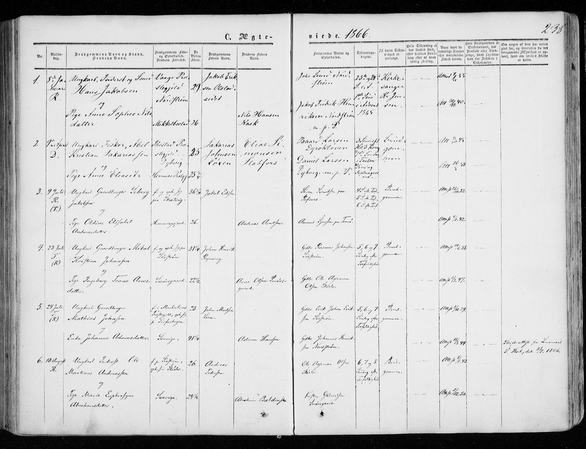 Tranøy sokneprestkontor, SATØ/S-1313/I/Ia/Iaa/L0007kirke: Parish register (official) no. 7, 1856-1866, p. 238