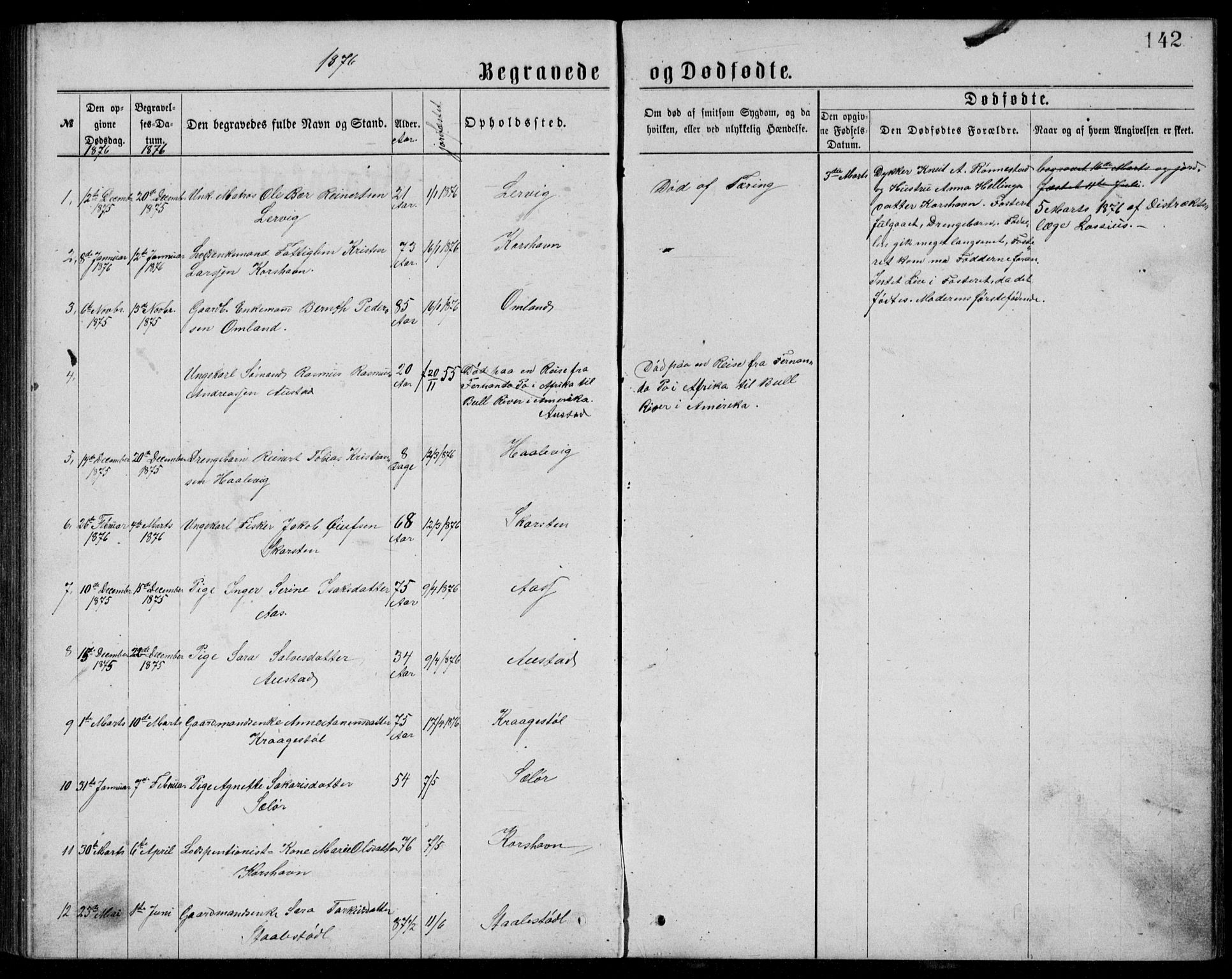 Lyngdal sokneprestkontor, AV/SAK-1111-0029/F/Fb/Fba/L0002: Parish register (copy) no. B 2, 1876-1886, p. 142