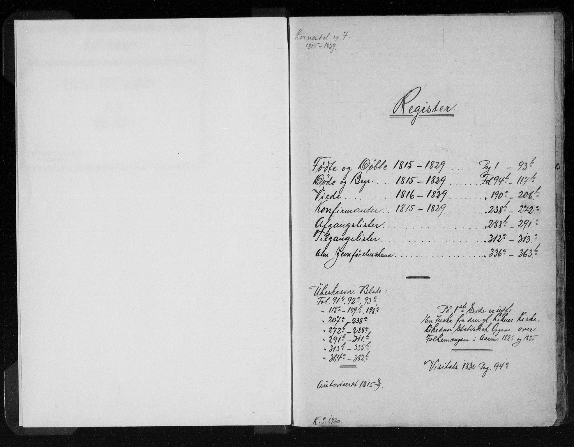 Kvinesdal sokneprestkontor, AV/SAK-1111-0026/F/Fa/Fab/L0003: Parish register (official) no. A 3, 1815-1829