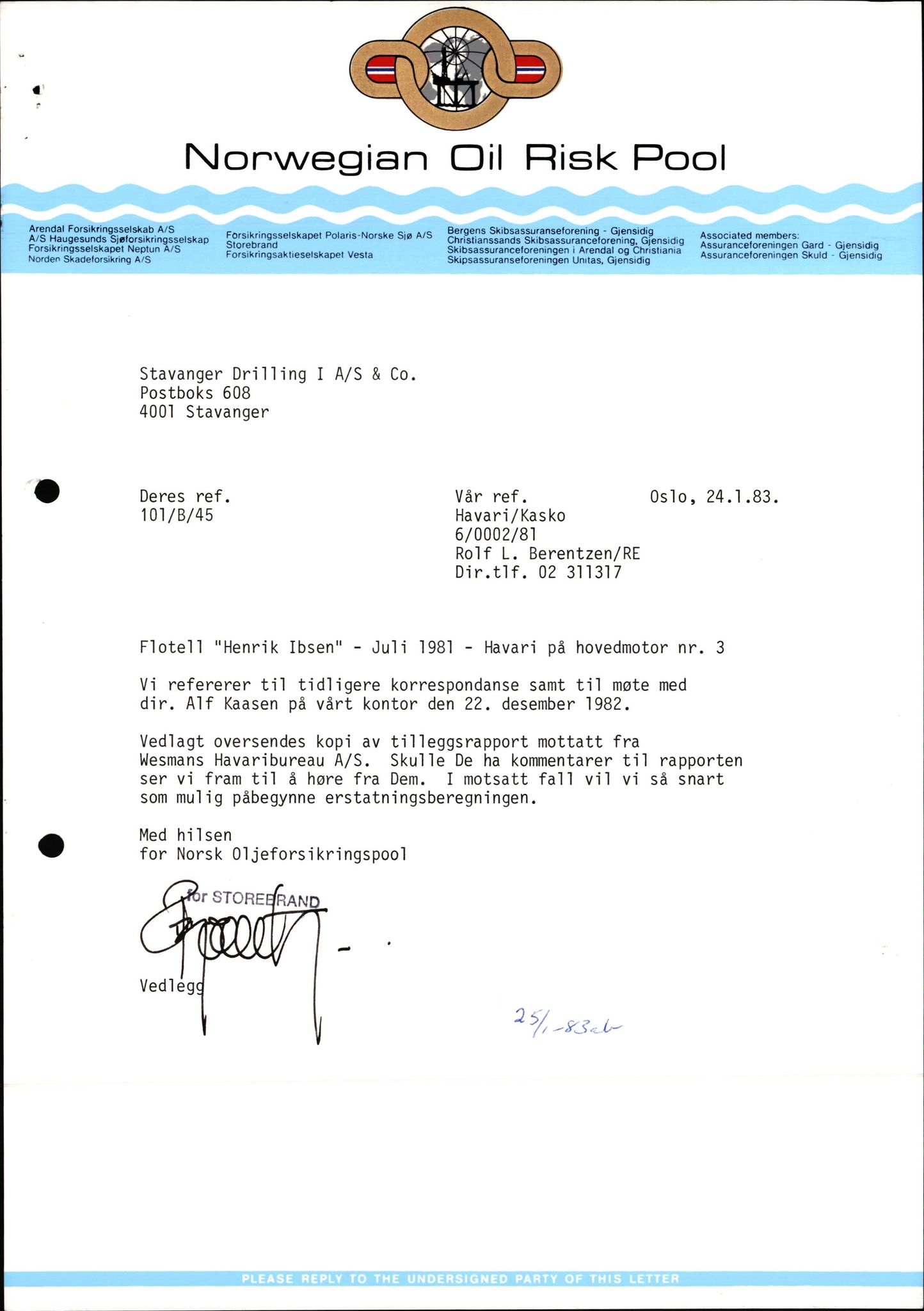 Pa 1503 - Stavanger Drilling AS, AV/SAST-A-101906/2/E/Ec/Eca/L0014: Sak og korrespondanse, 1977-1987