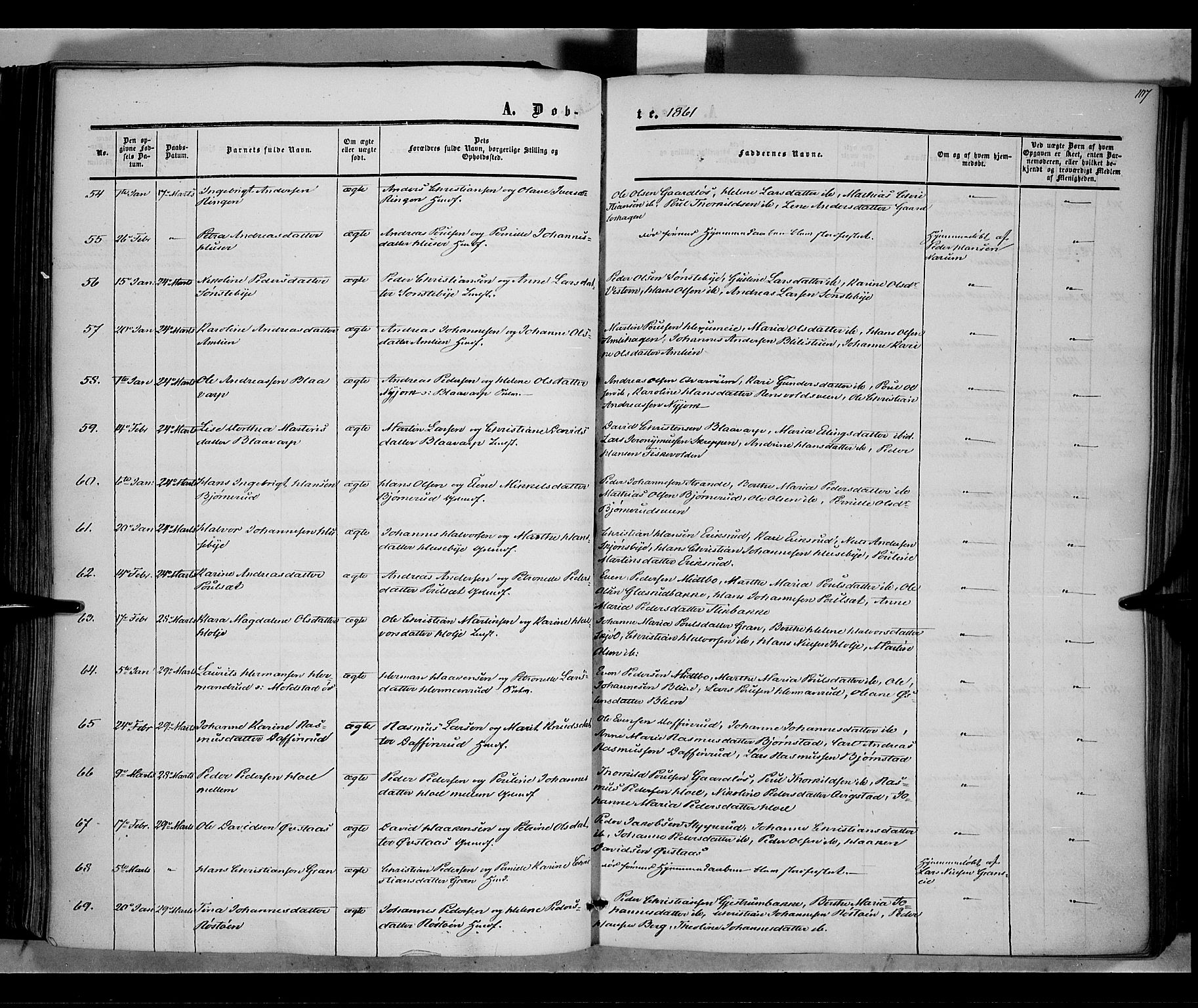 Vestre Toten prestekontor, SAH/PREST-108/H/Ha/Haa/L0006: Parish register (official) no. 6, 1856-1861, p. 107