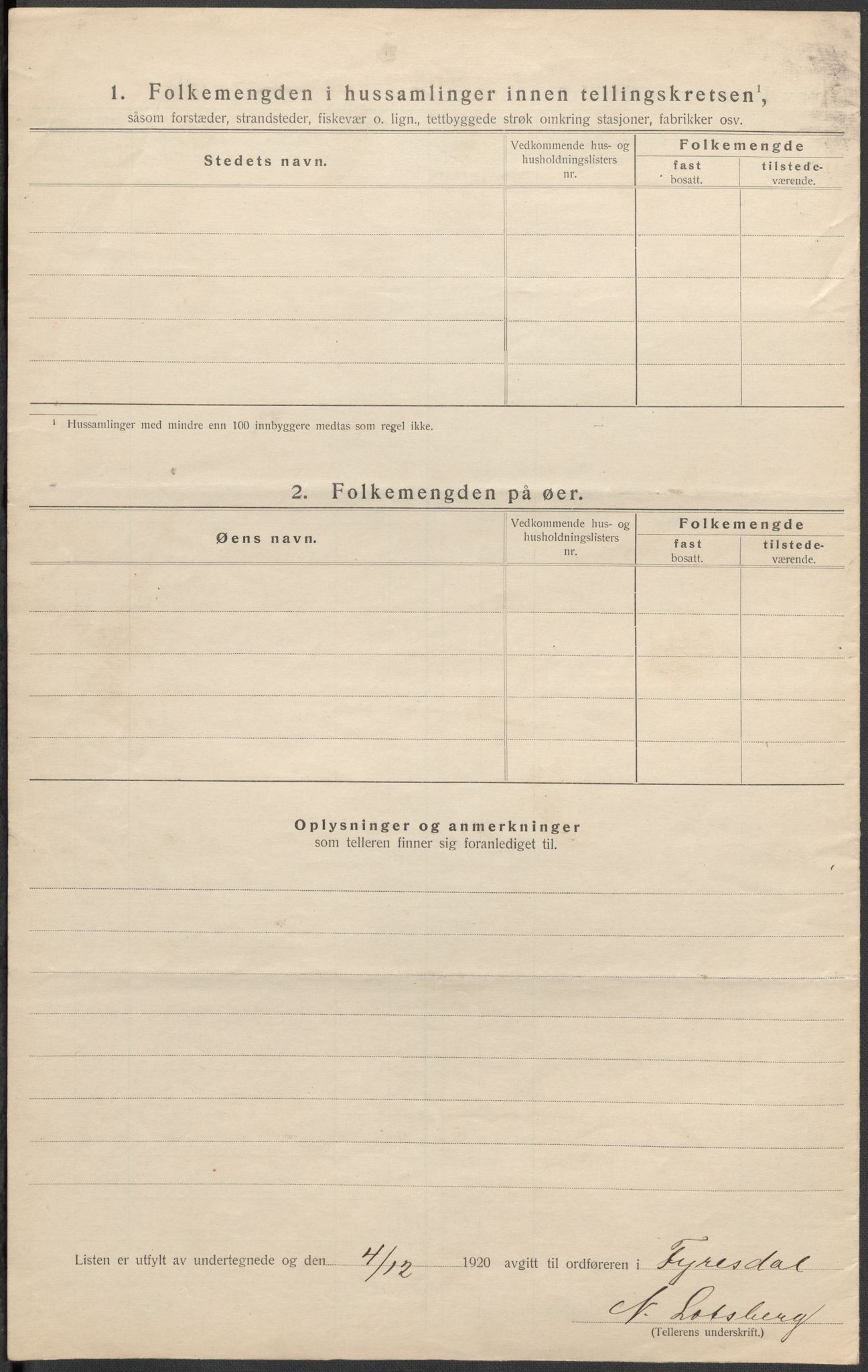 SAKO, 1920 census for Fyresdal, 1920, p. 46