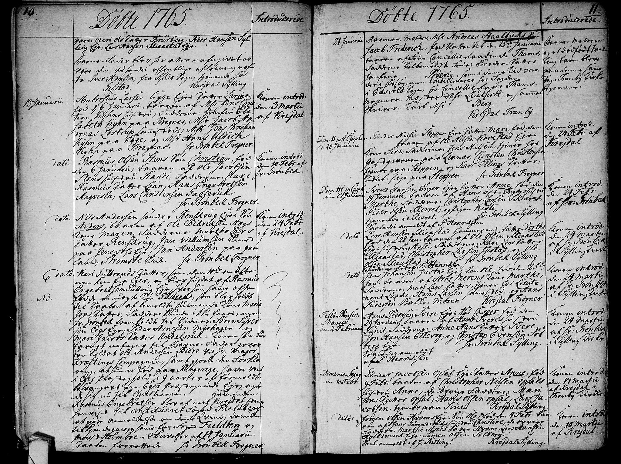 Lier kirkebøker, AV/SAKO-A-230/F/Fa/L0005: Parish register (official) no. I 5, 1764-1777, p. 10-11