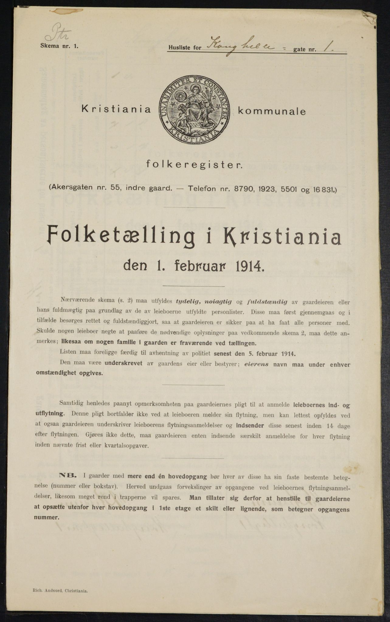 OBA, Municipal Census 1914 for Kristiania, 1914, p. 52580