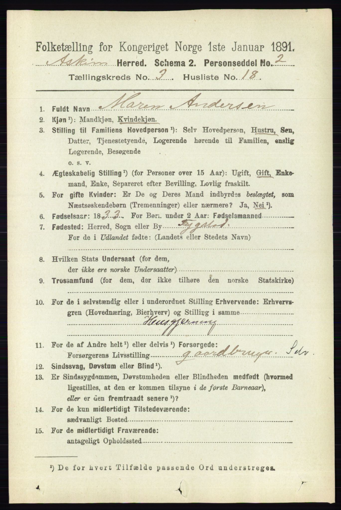 RA, 1891 census for 0124 Askim, 1891, p. 461