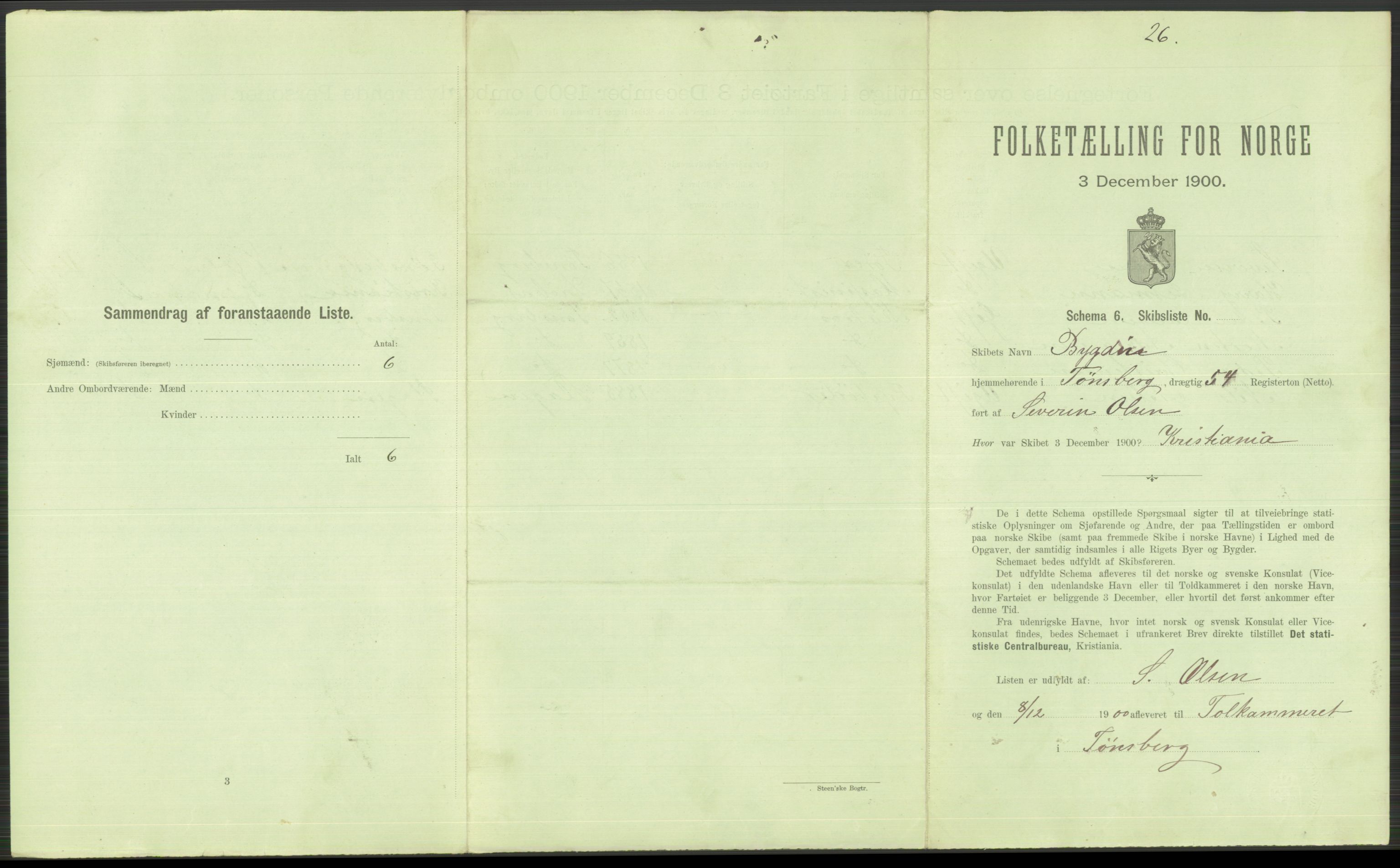 RA, 1900 Census - ship lists from ships in Norwegian harbours, harbours abroad and at sea, 1900, p. 499