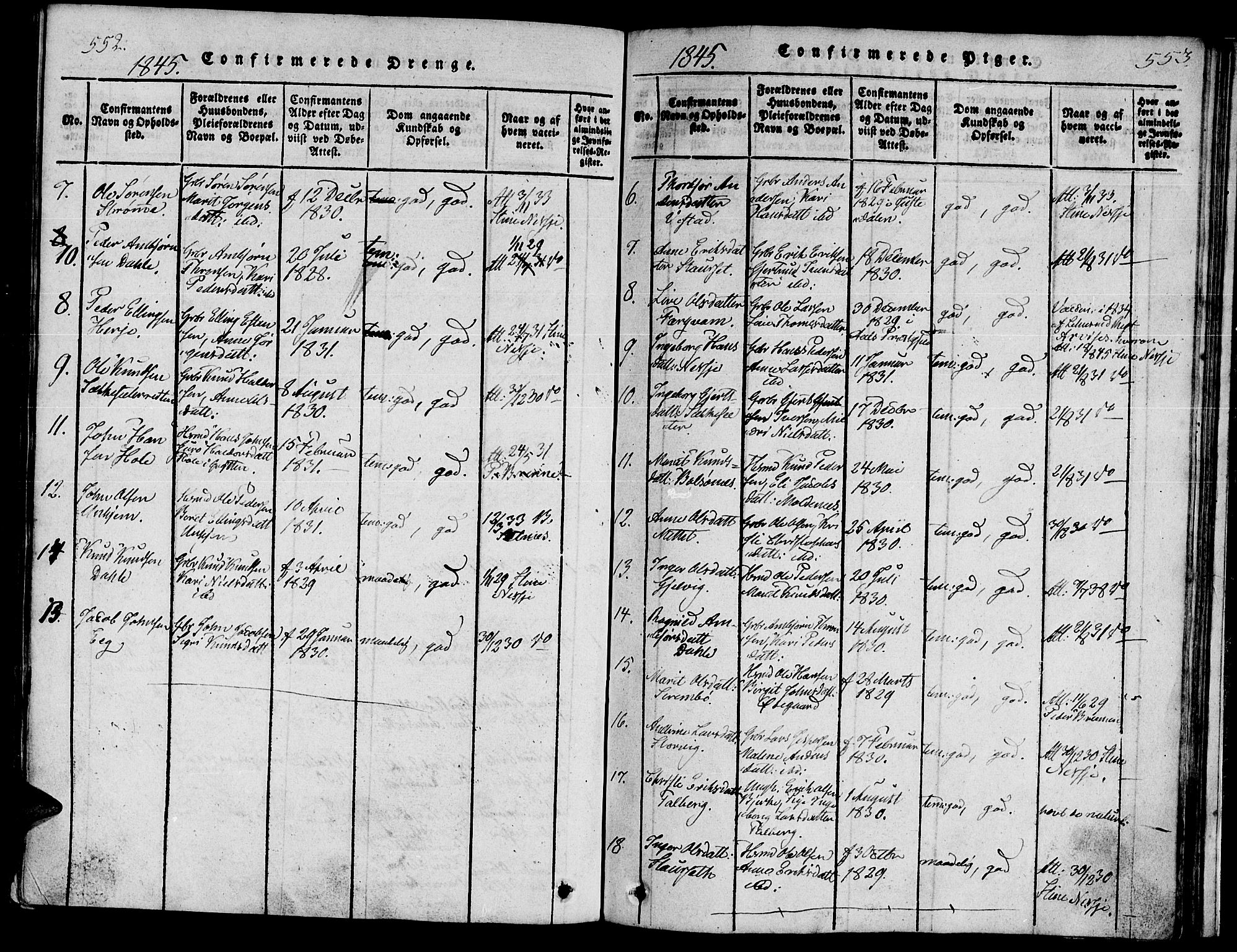 Ministerialprotokoller, klokkerbøker og fødselsregistre - Møre og Romsdal, AV/SAT-A-1454/547/L0602: Parish register (official) no. 547A04, 1818-1845, p. 552-553