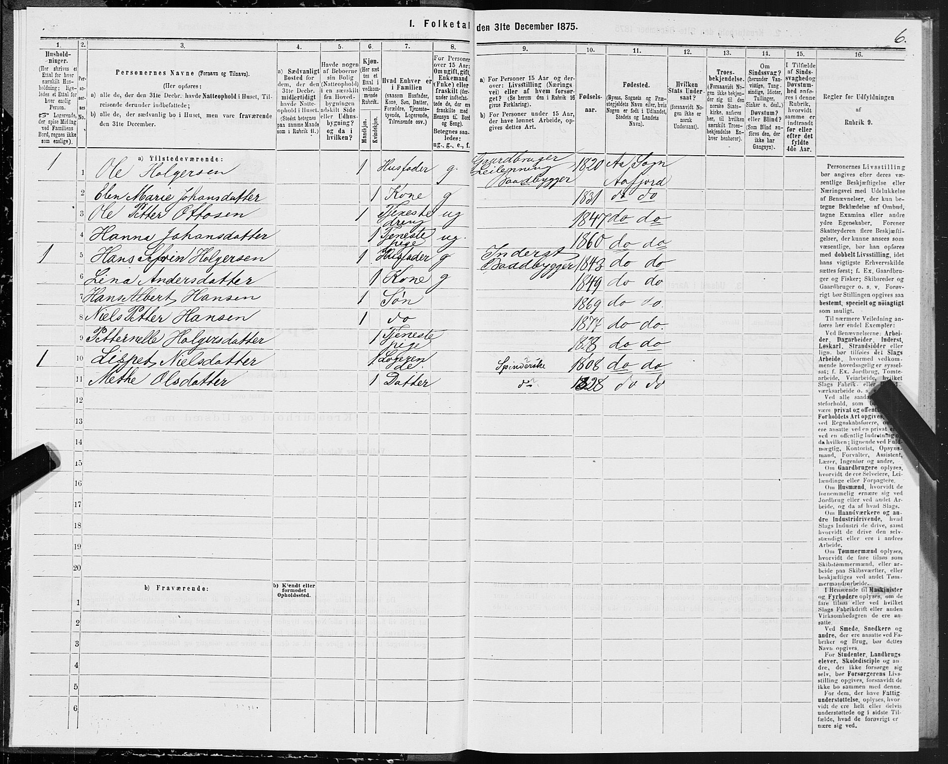 SAT, 1875 census for 1630P Aafjorden, 1875, p. 3006