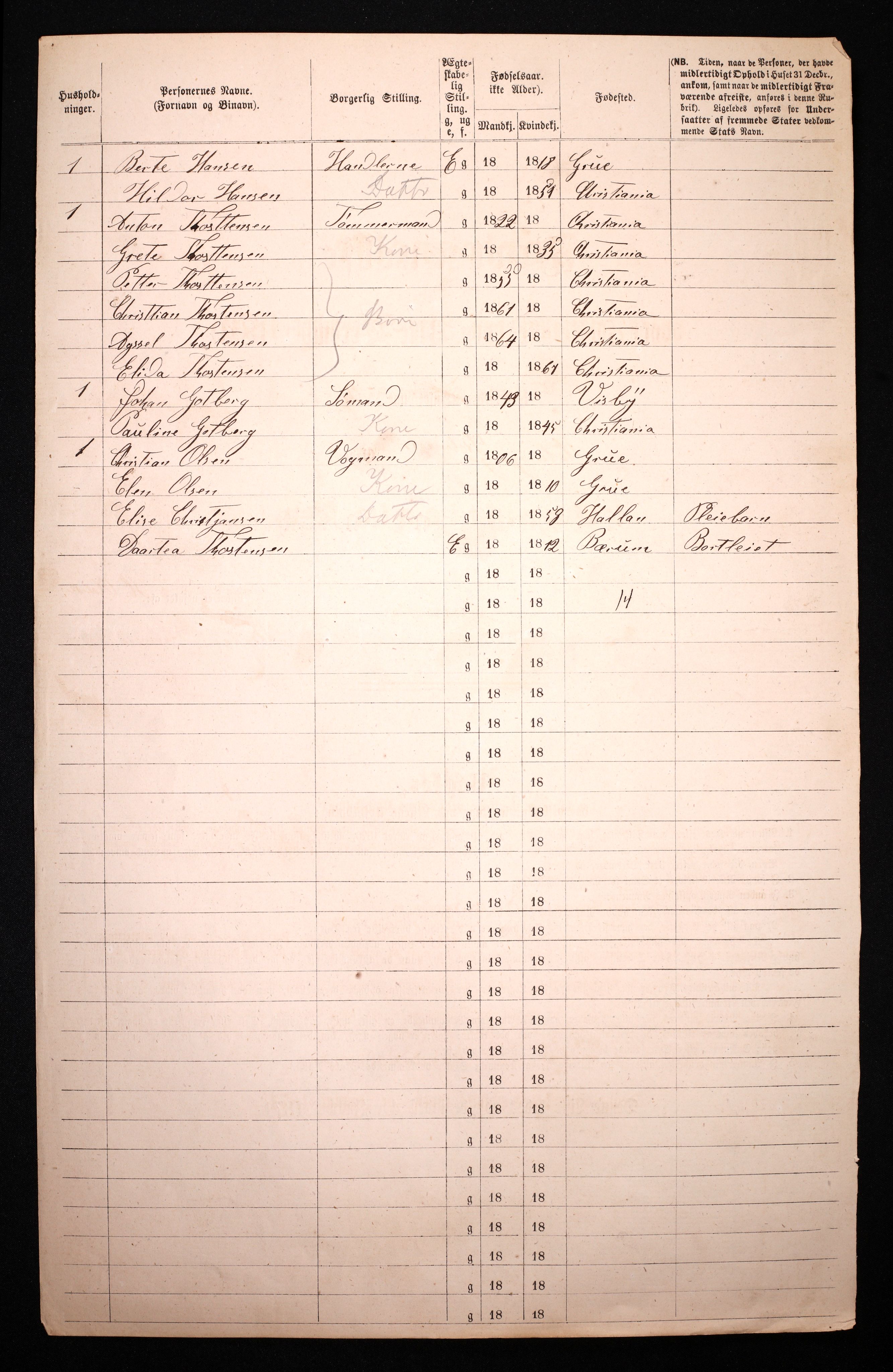 RA, 1870 census for 0301 Kristiania, 1870, p. 3629