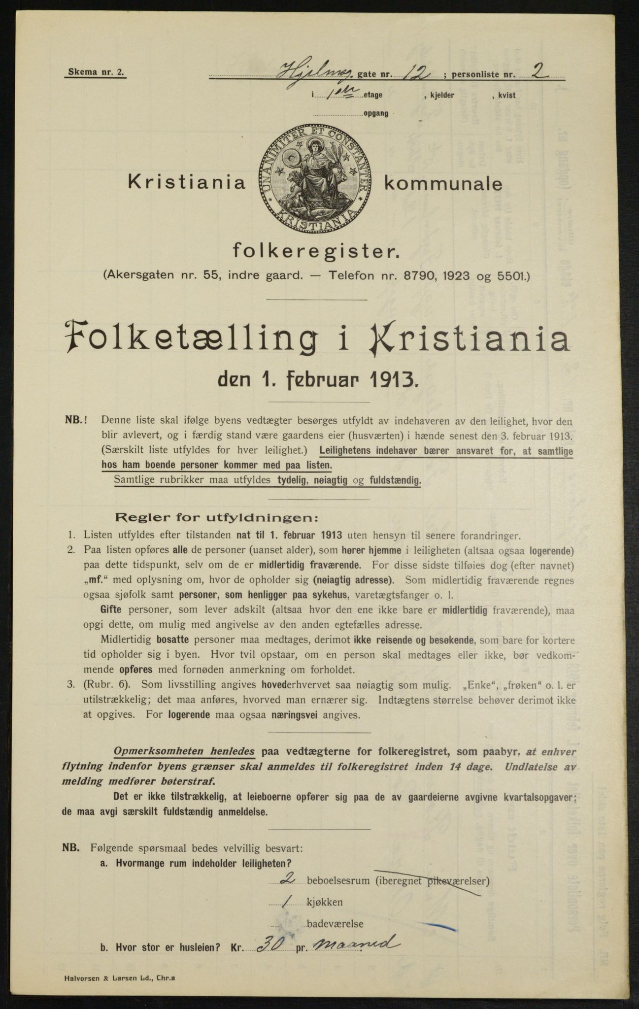 OBA, Municipal Census 1913 for Kristiania, 1913, p. 40060