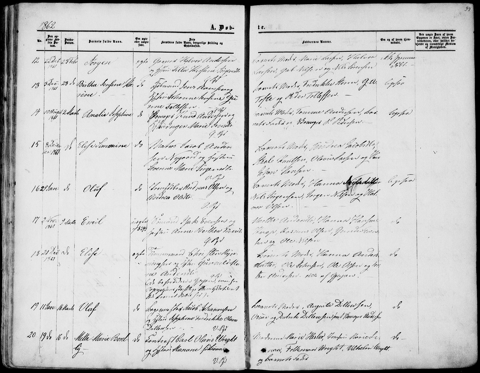 Porsgrunn kirkebøker , AV/SAKO-A-104/F/Fa/L0007: Parish register (official) no. 7, 1858-1877, p. 34