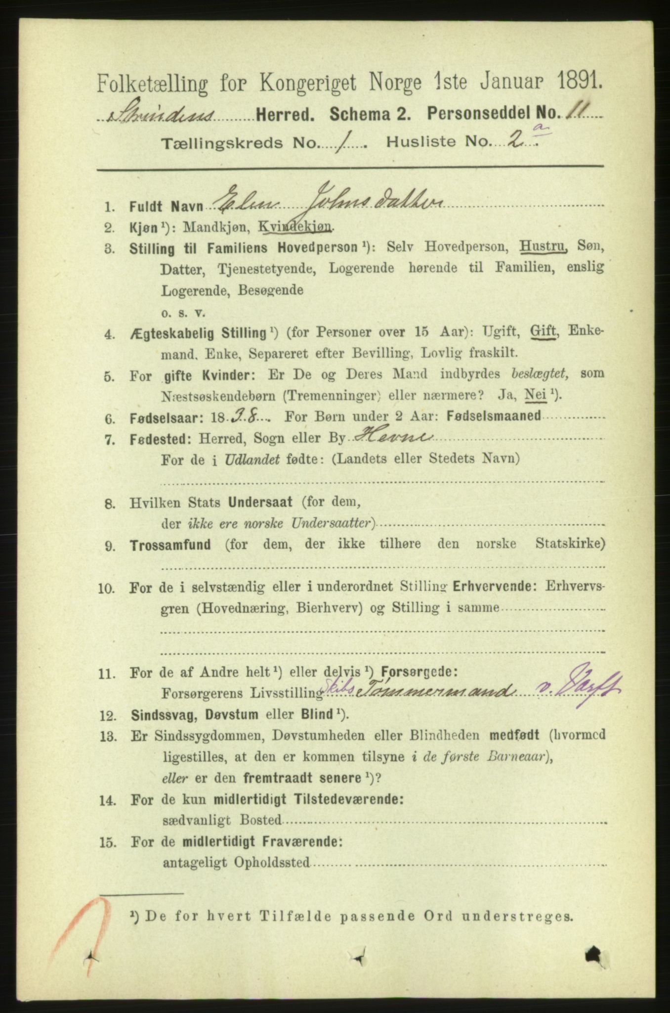 RA, 1891 census for 1660 Strinda, 1891, p. 122