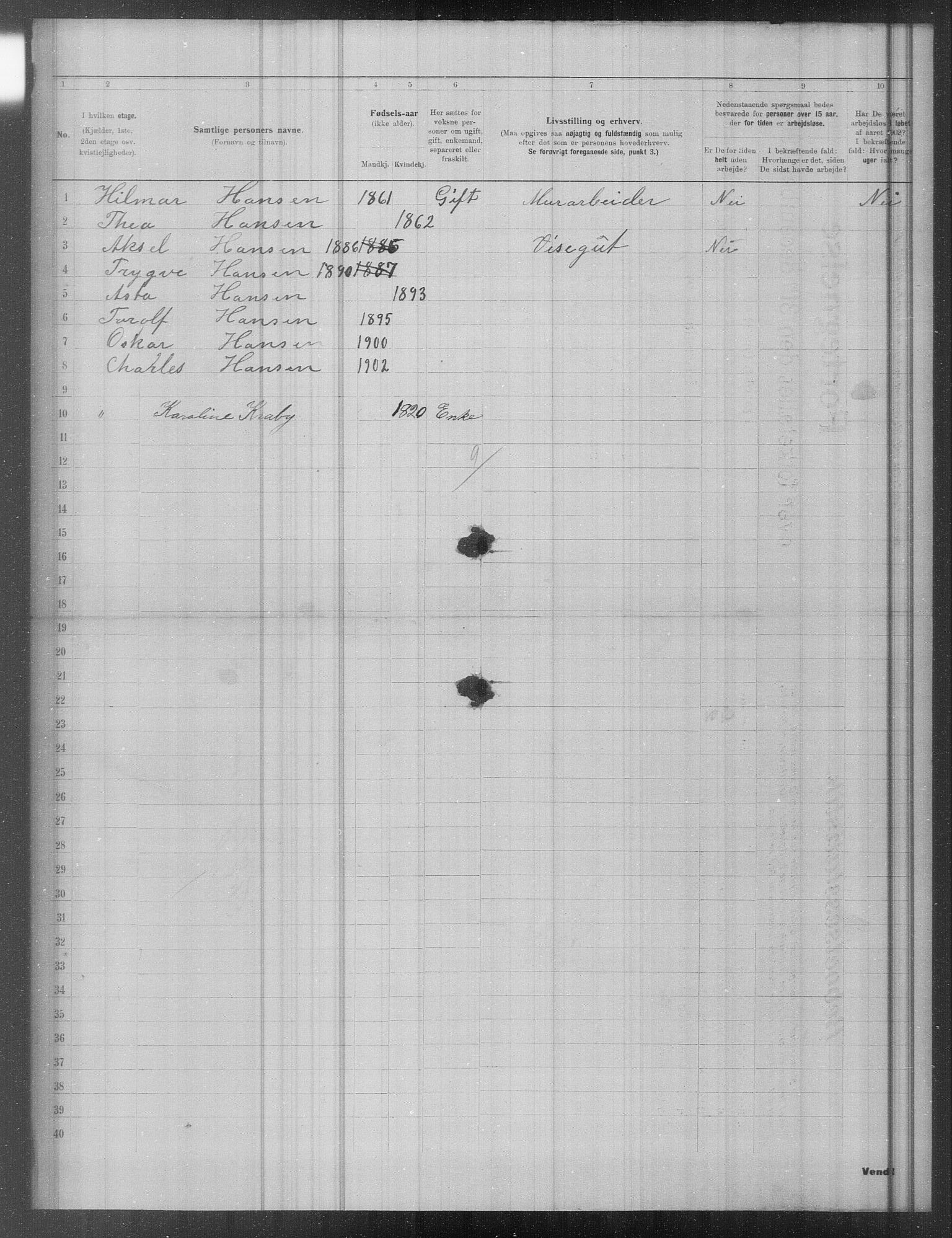 OBA, Municipal Census 1902 for Kristiania, 1902, p. 19608