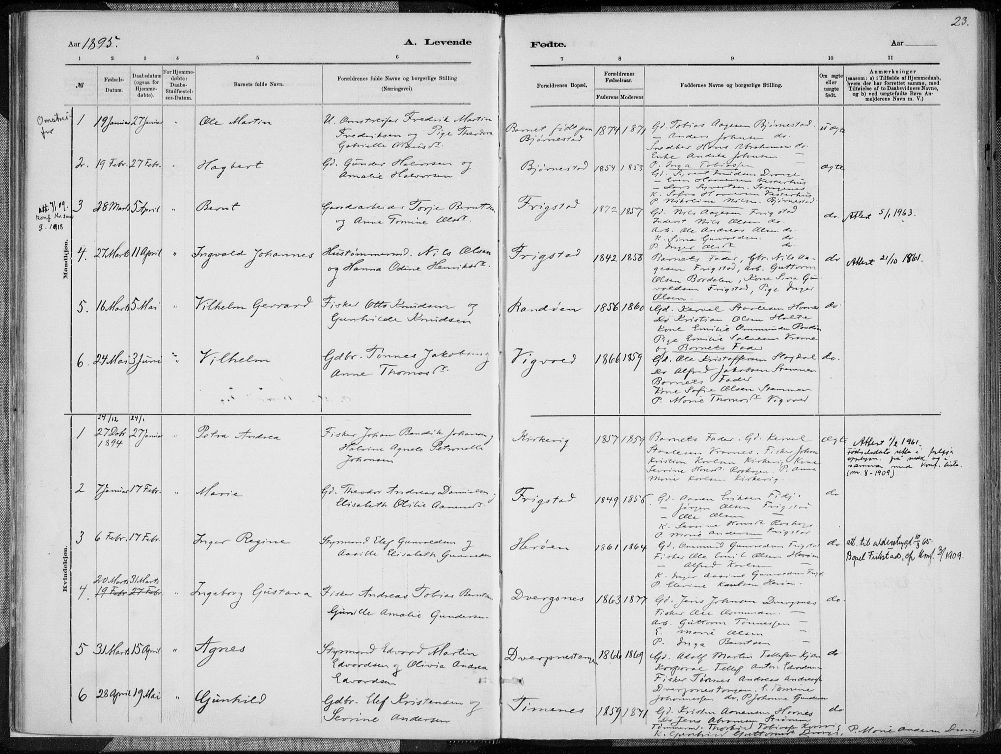 Oddernes sokneprestkontor, AV/SAK-1111-0033/F/Fa/Fab/L0002: Parish register (official) no. A 2, 1884-1903, p. 23