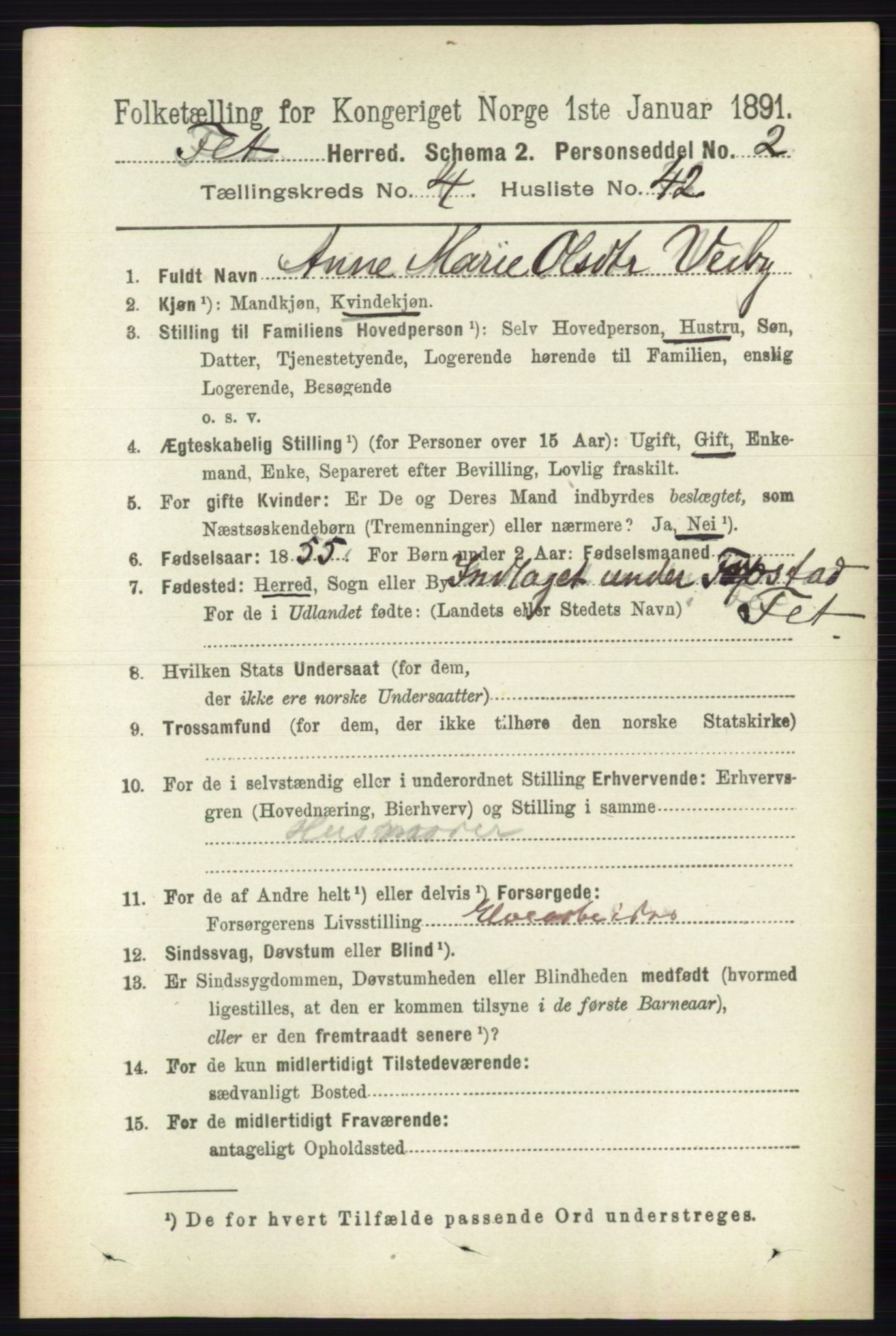 RA, 1891 census for 0227 Fet, 1891, p. 1512