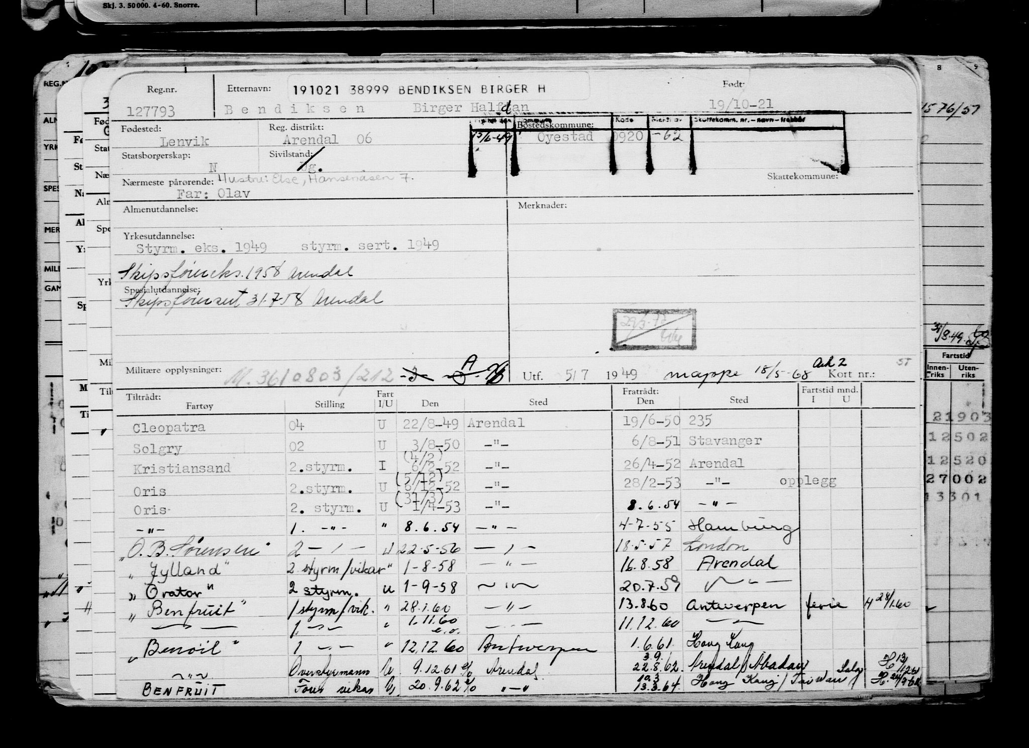 Direktoratet for sjømenn, AV/RA-S-3545/G/Gb/L0199: Hovedkort, 1921, p. 113