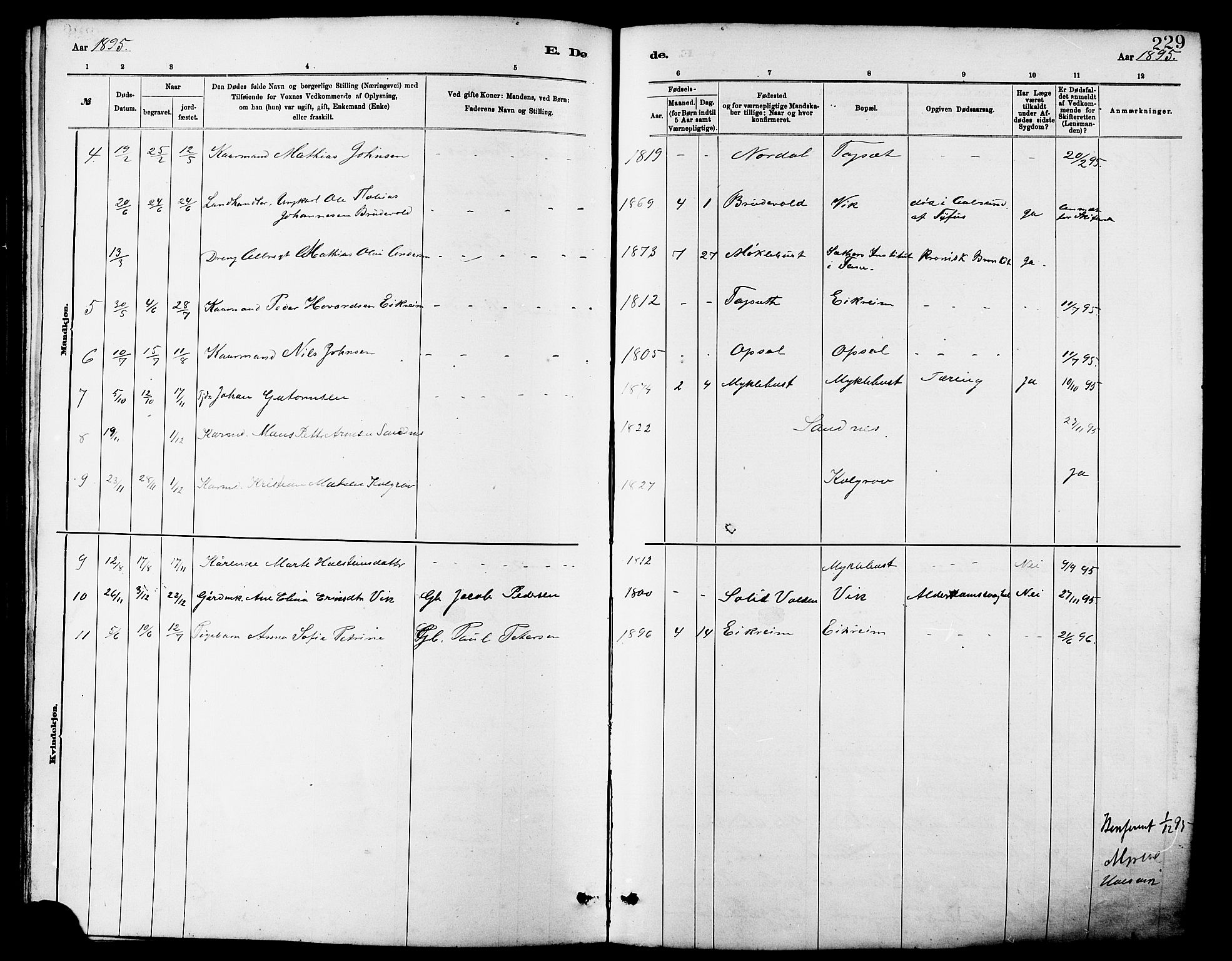 Ministerialprotokoller, klokkerbøker og fødselsregistre - Møre og Romsdal, AV/SAT-A-1454/502/L0027: Parish register (copy) no. 502C01, 1878-1908, p. 229