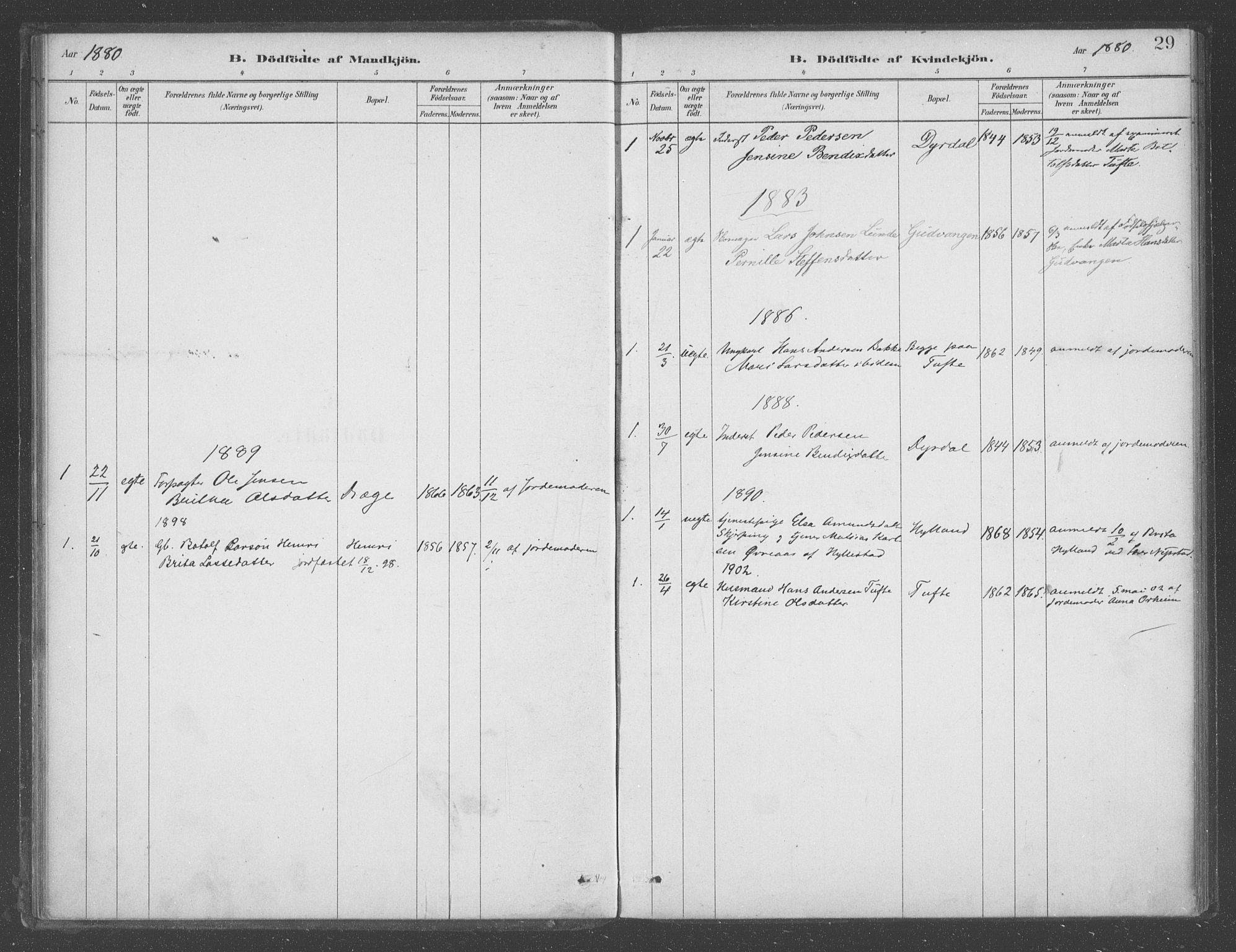 Aurland sokneprestembete, SAB/A-99937/H/Ha/Had/L0001: Parish register (official) no. D  1, 1880-1903, p. 29
