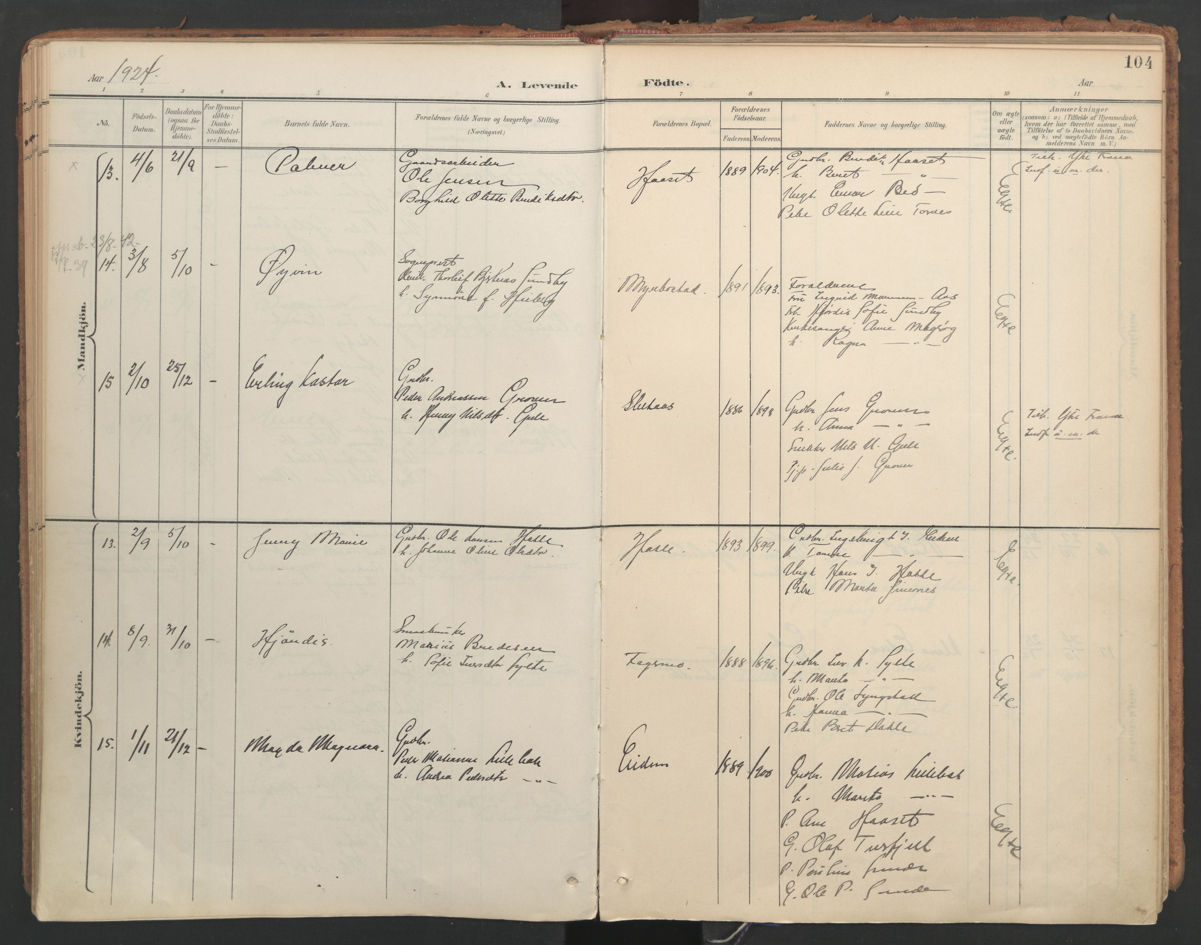 Ministerialprotokoller, klokkerbøker og fødselsregistre - Møre og Romsdal, AV/SAT-A-1454/564/L0741: Parish register (official) no. 564A02, 1900-1976, p. 104