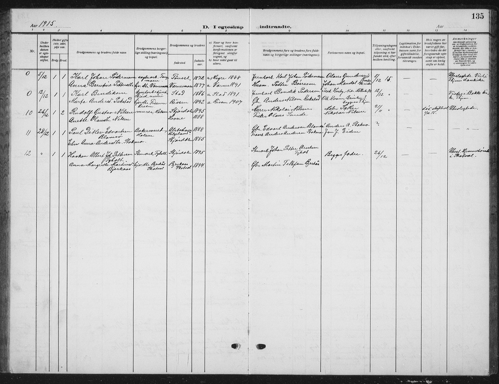 Ministerialprotokoller, klokkerbøker og fødselsregistre - Nord-Trøndelag, AV/SAT-A-1458/709/L0088: Parish register (copy) no. 709C02, 1914-1934, p. 135