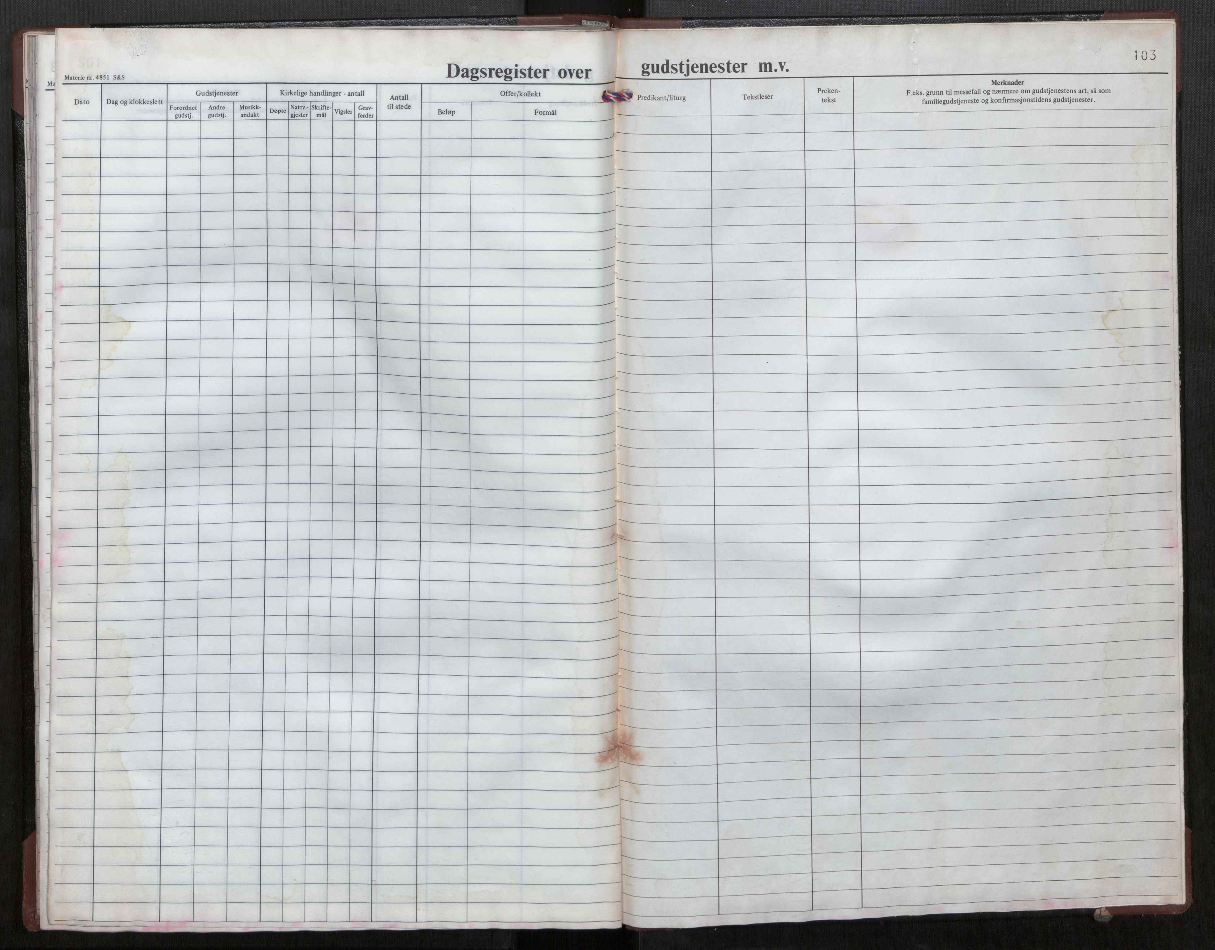 Heimdal sokneprestkontor, SAT/A-1533/1/H/Hd/L0002: Diary records no. 2, 1984-2001, p. 103