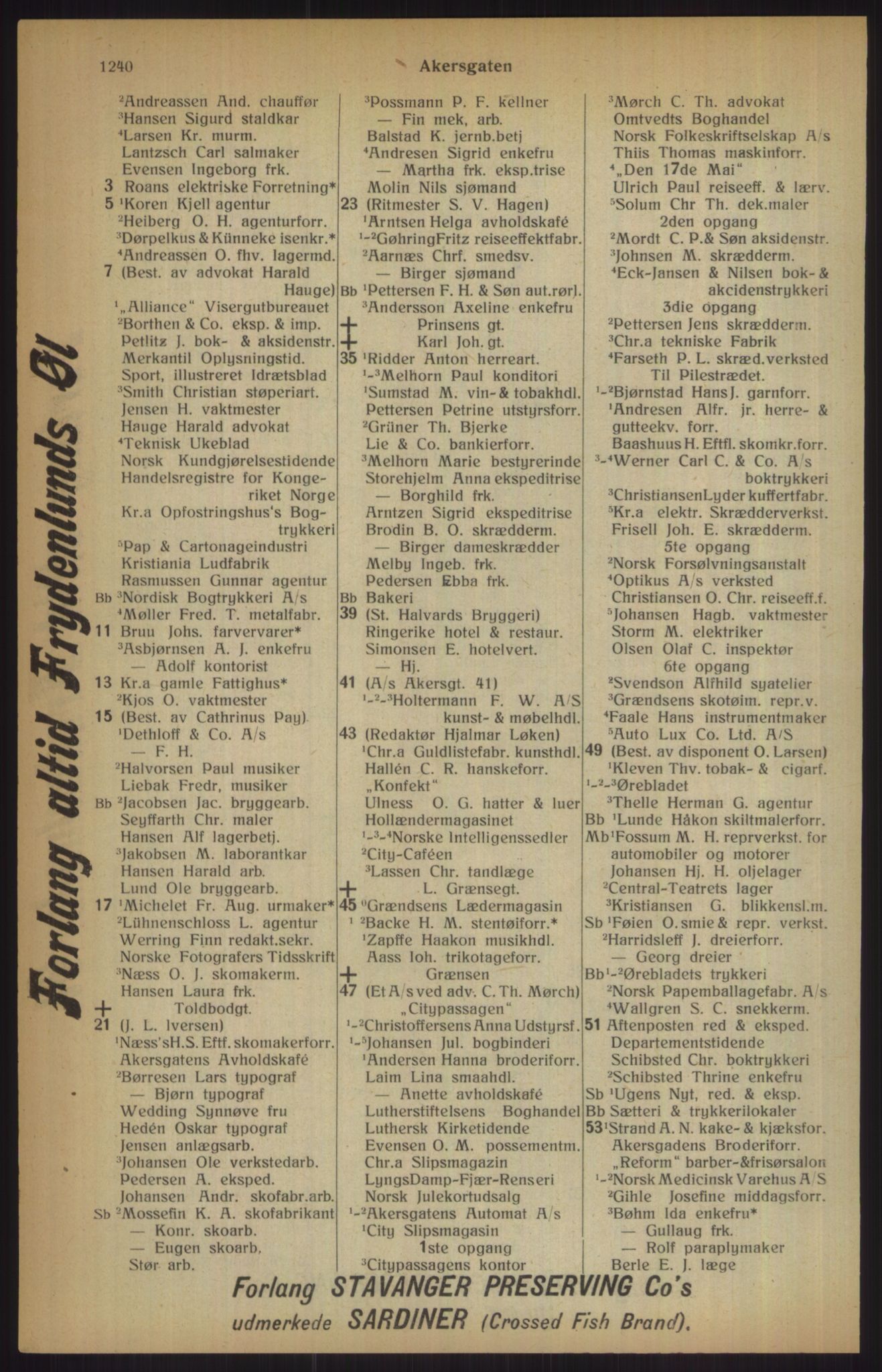 Kristiania/Oslo adressebok, PUBL/-, 1915, p. 1240