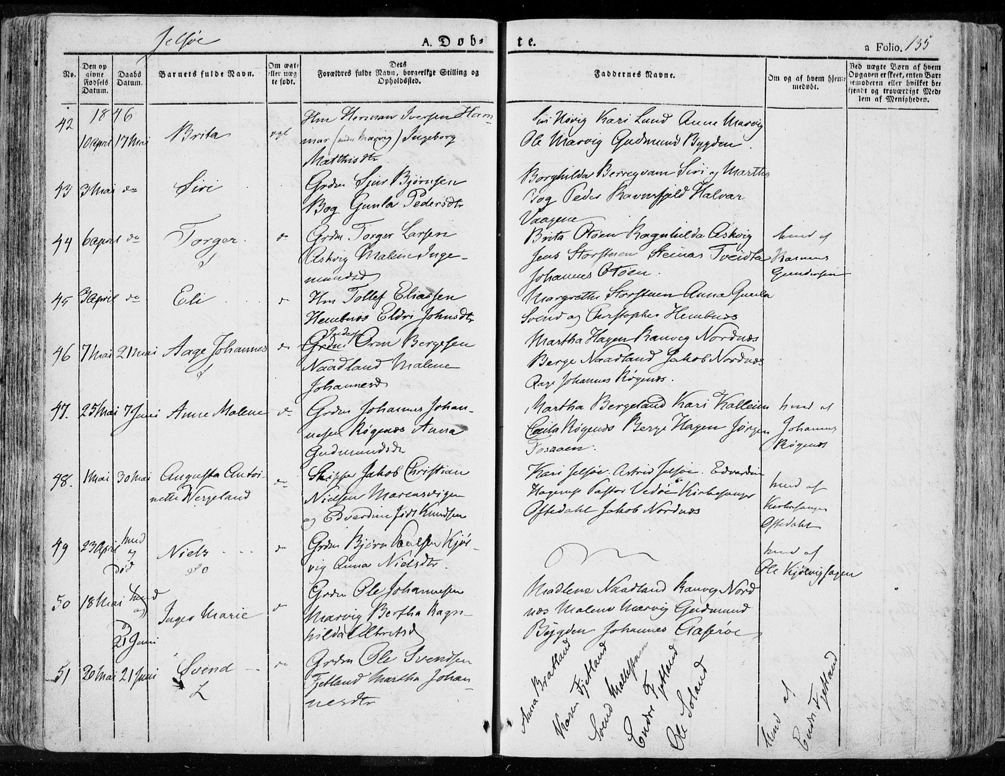 Jelsa sokneprestkontor, AV/SAST-A-101842/01/IV: Parish register (official) no. A 6.1, 1828-1853, p. 135