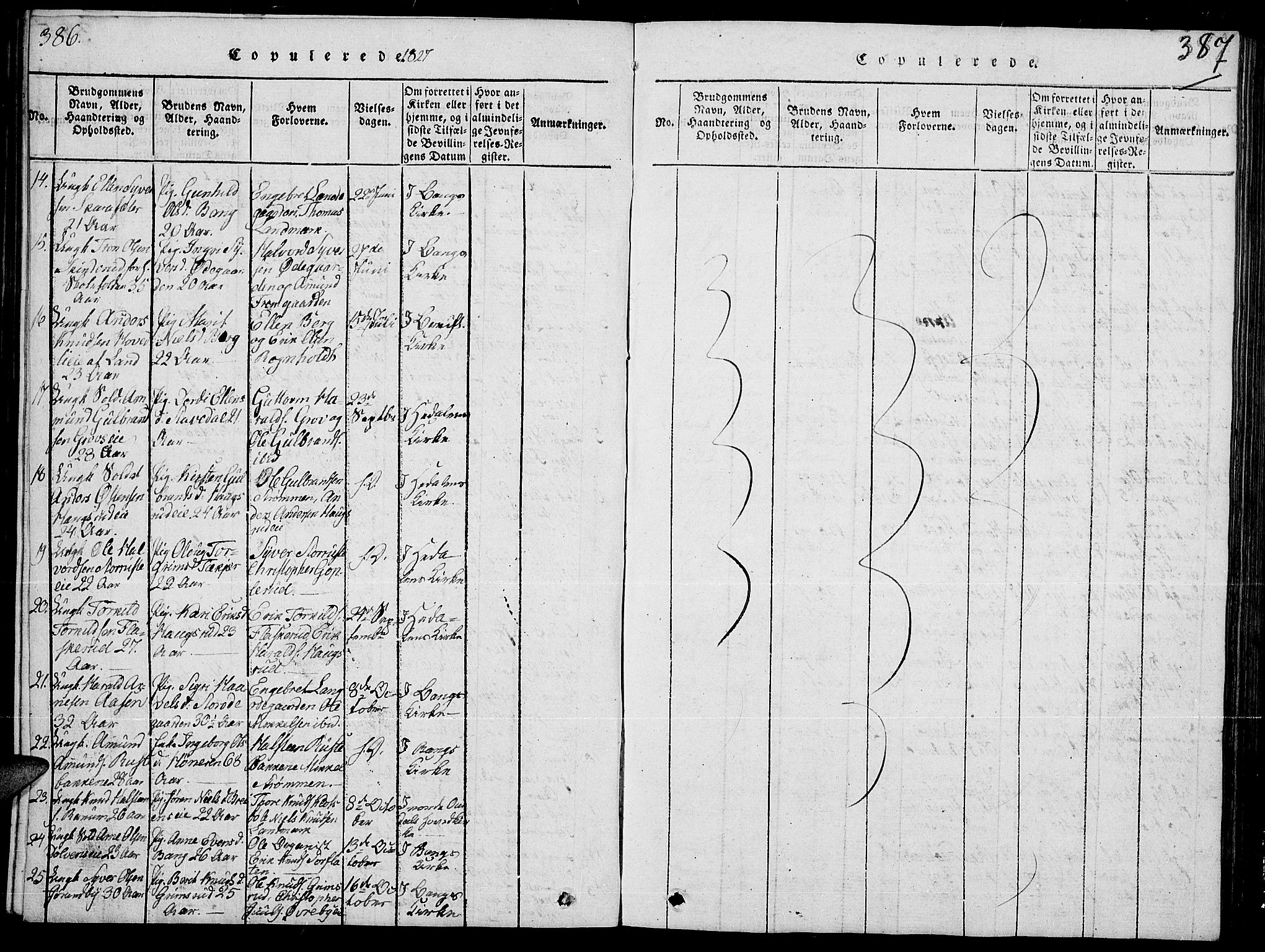 Sør-Aurdal prestekontor, SAH/PREST-128/H/Ha/Hab/L0002: Parish register (copy) no. 2, 1826-1840, p. 386-387