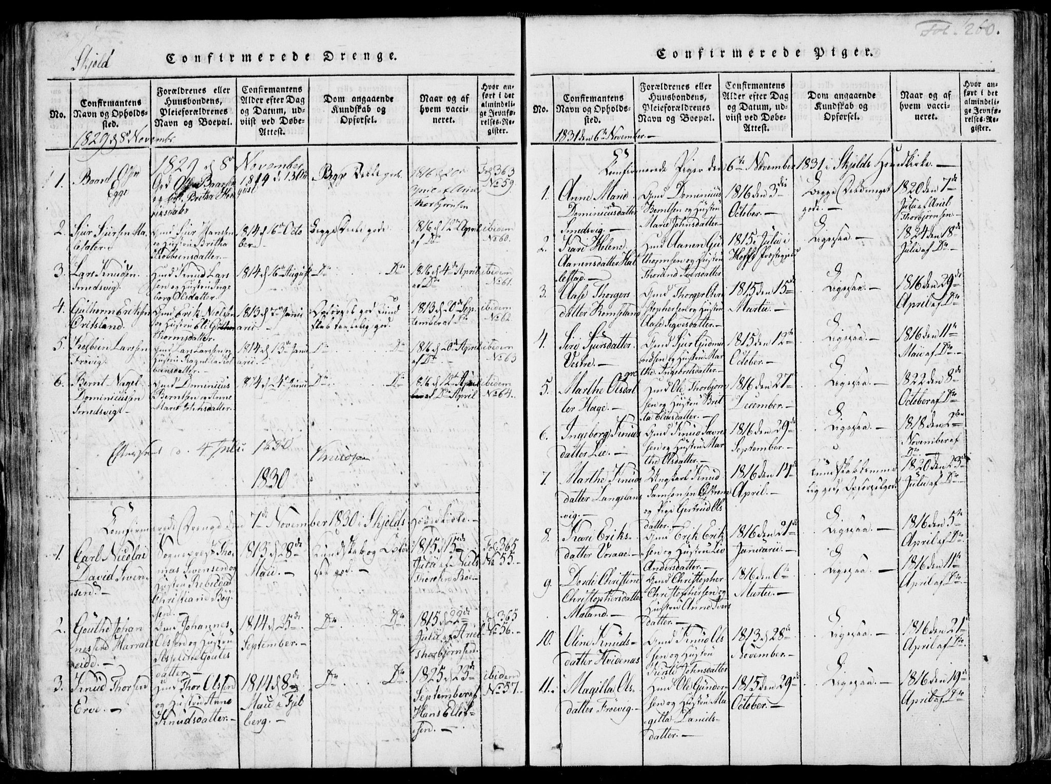 Skjold sokneprestkontor, SAST/A-101847/H/Ha/Haa/L0003: Parish register (official) no. A 3, 1815-1835, p. 260