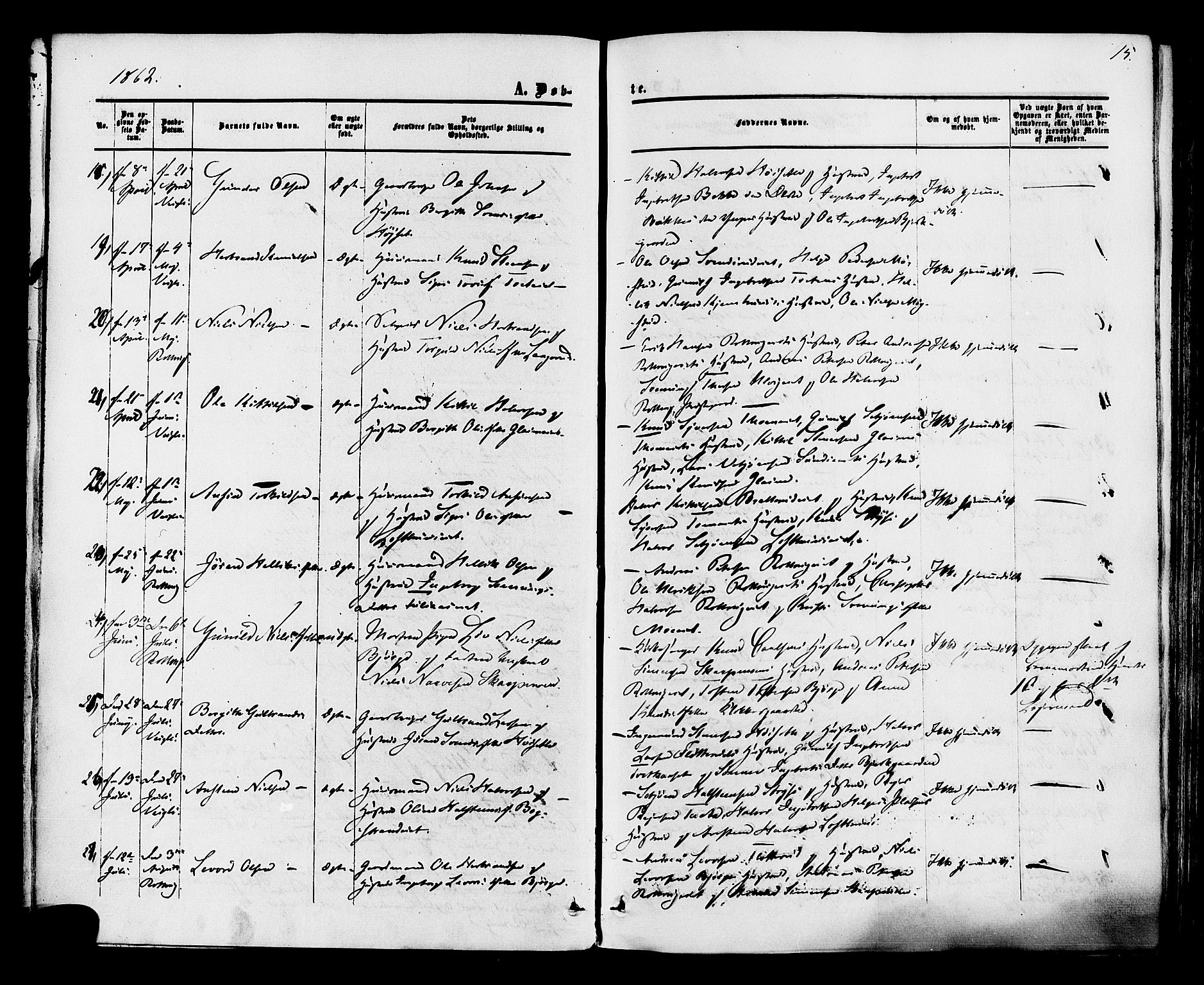 Rollag kirkebøker, AV/SAKO-A-240/F/Fa/L0009: Parish register (official) no. I 9, 1860-1874, p. 15