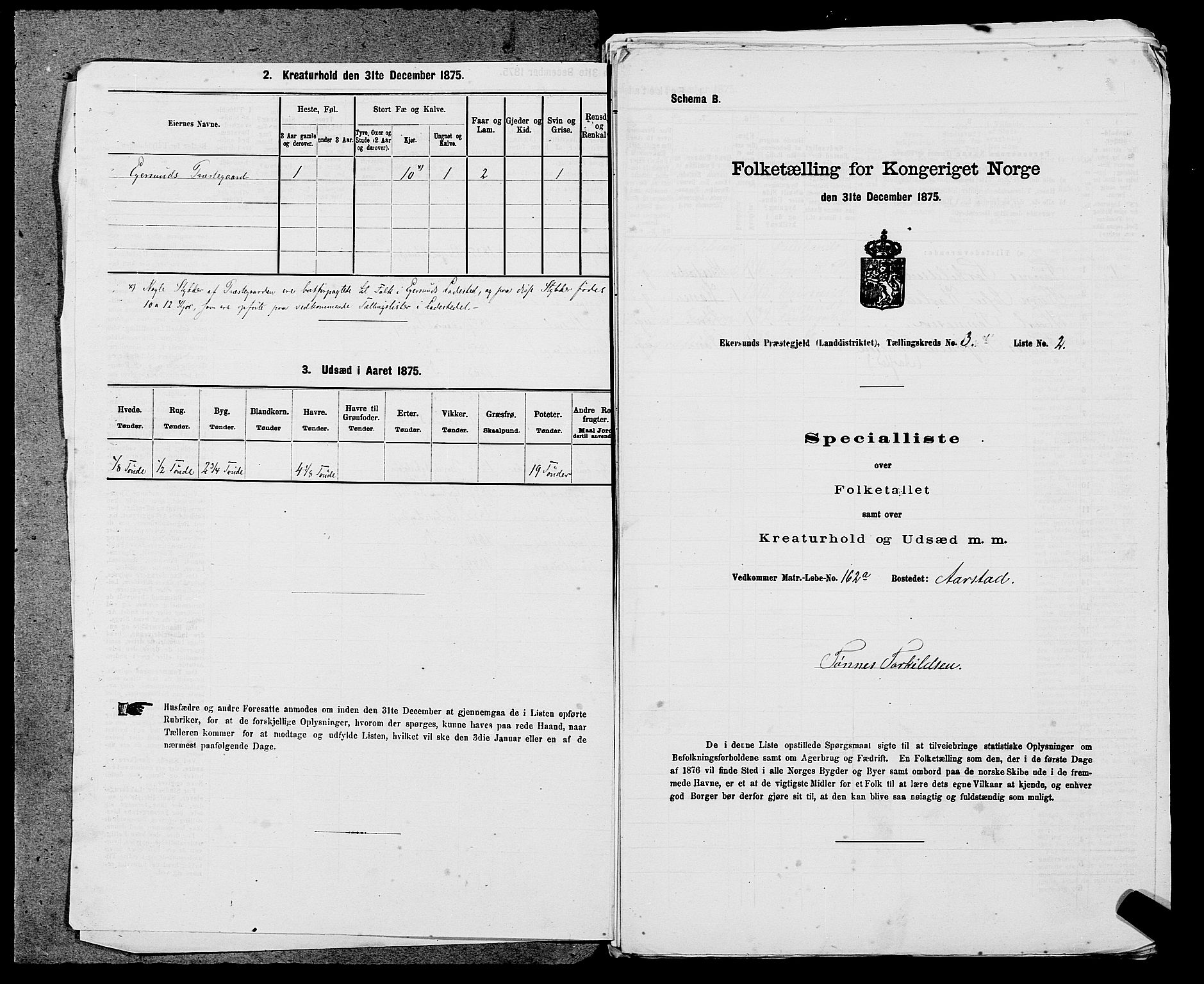 SAST, 1875 census for 1116L Eigersund/Eigersund og Ogna, 1875, p. 338